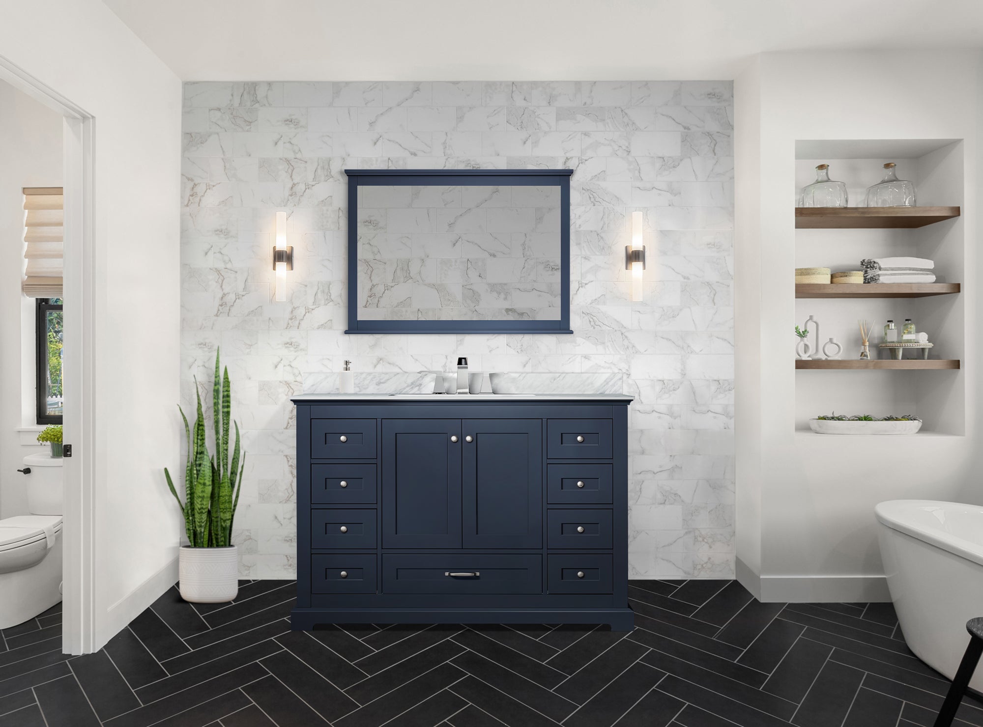 Dukes 48 in. W x 22 in. D Navy Blue Single Bath Vanity