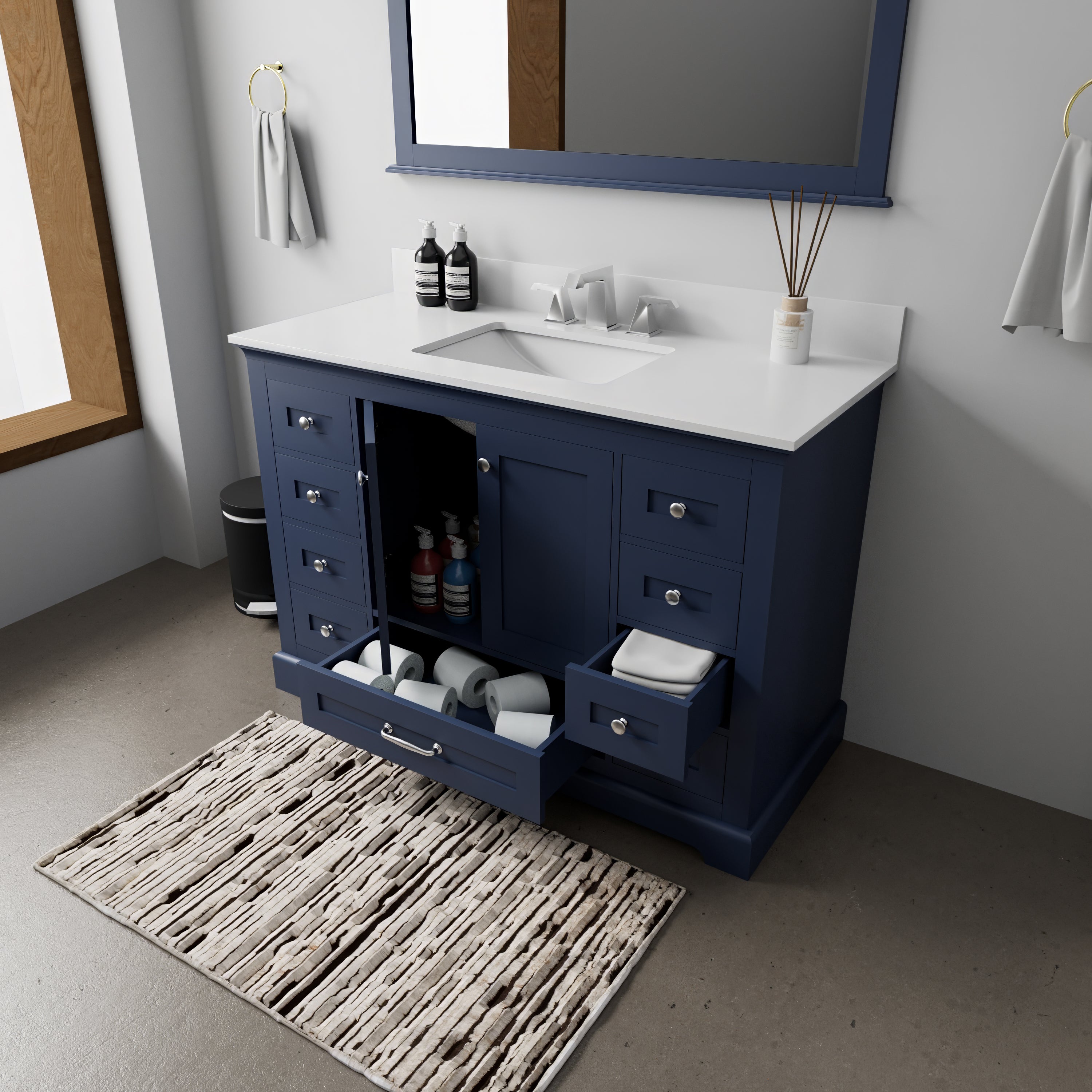 Dukes 48 in. W x 22 in. D Navy Blue Single Bath Vanity
