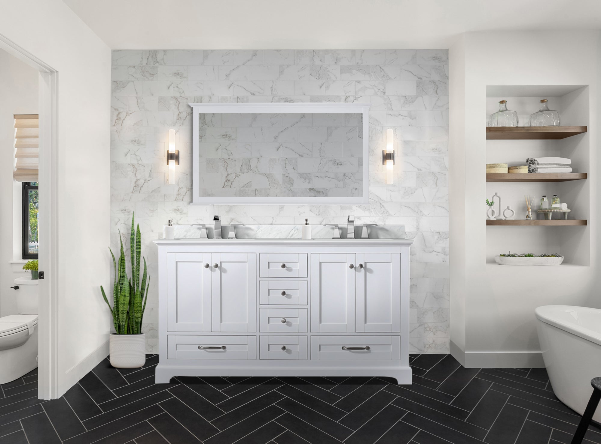 Dukes 60 in. W x 22 in. D White Double Bath Vanity