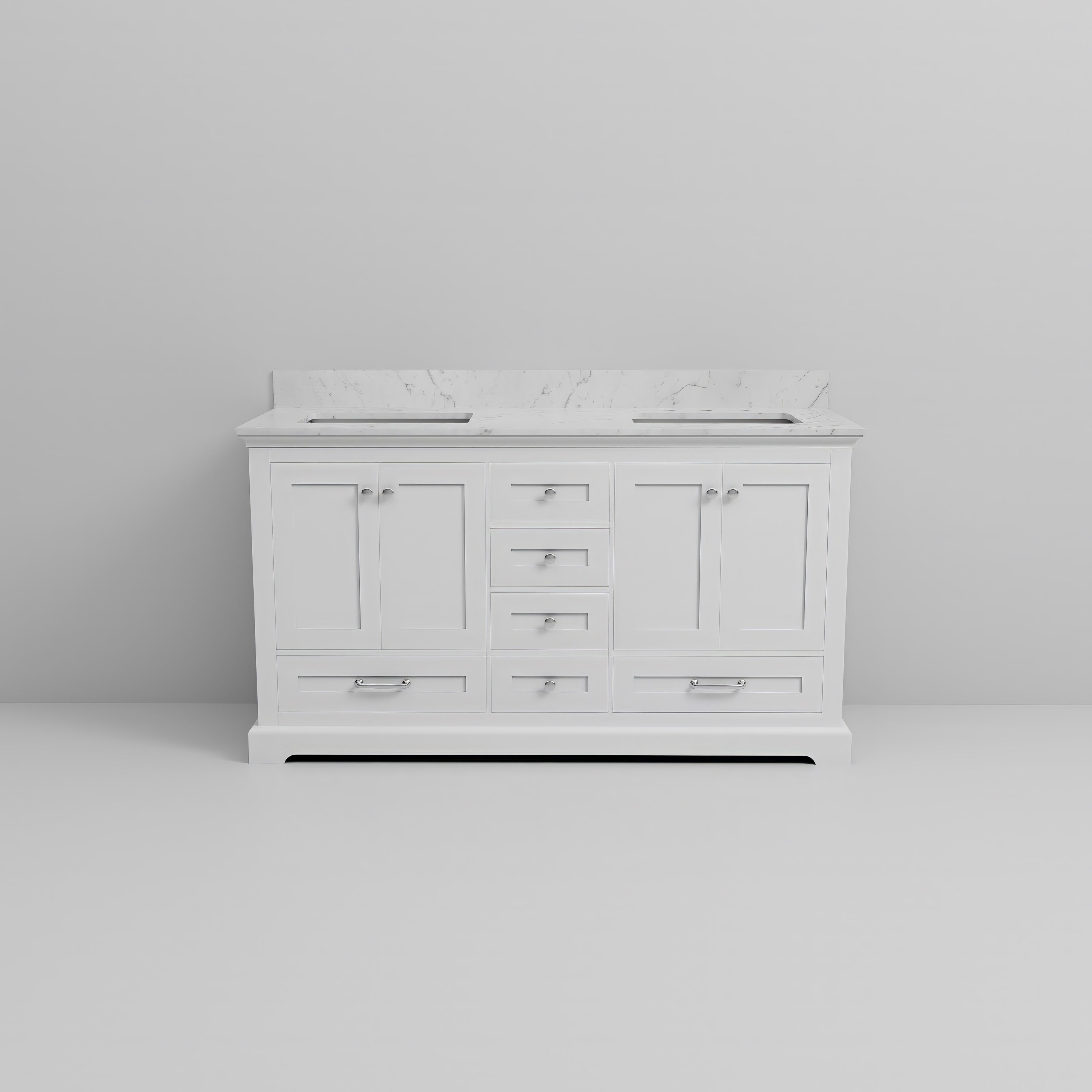 Dukes 60 in. W x 22 in. D White Double Bath Vanity