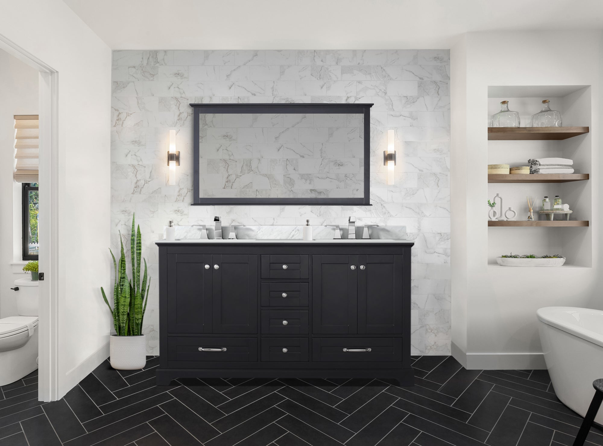 Dukes 60 in. W x 22 in. D Espresso Double Bath Vanity