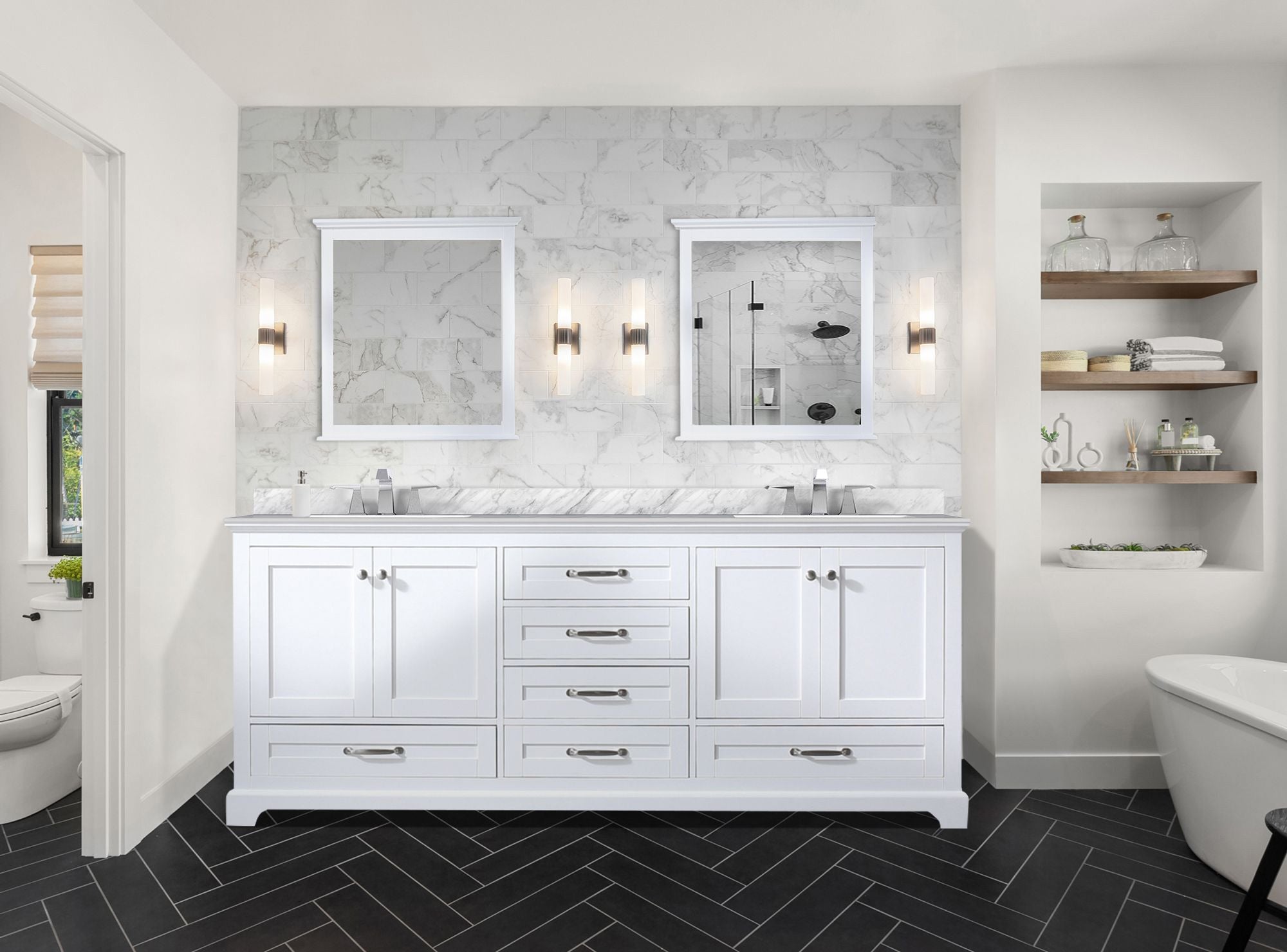 Dukes 80 in. W x 22 in. D White Double Bath Vanity