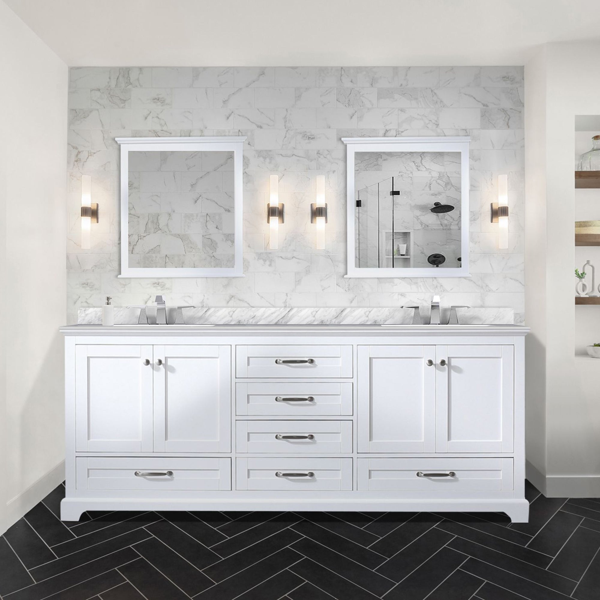 Dukes 80 in. W x 22 in. D White Double Bath Vanity