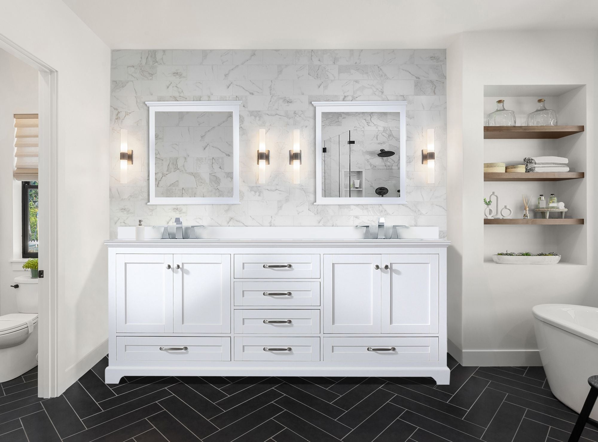 Dukes 80 in. W x 22 in. D White Double Bath Vanity