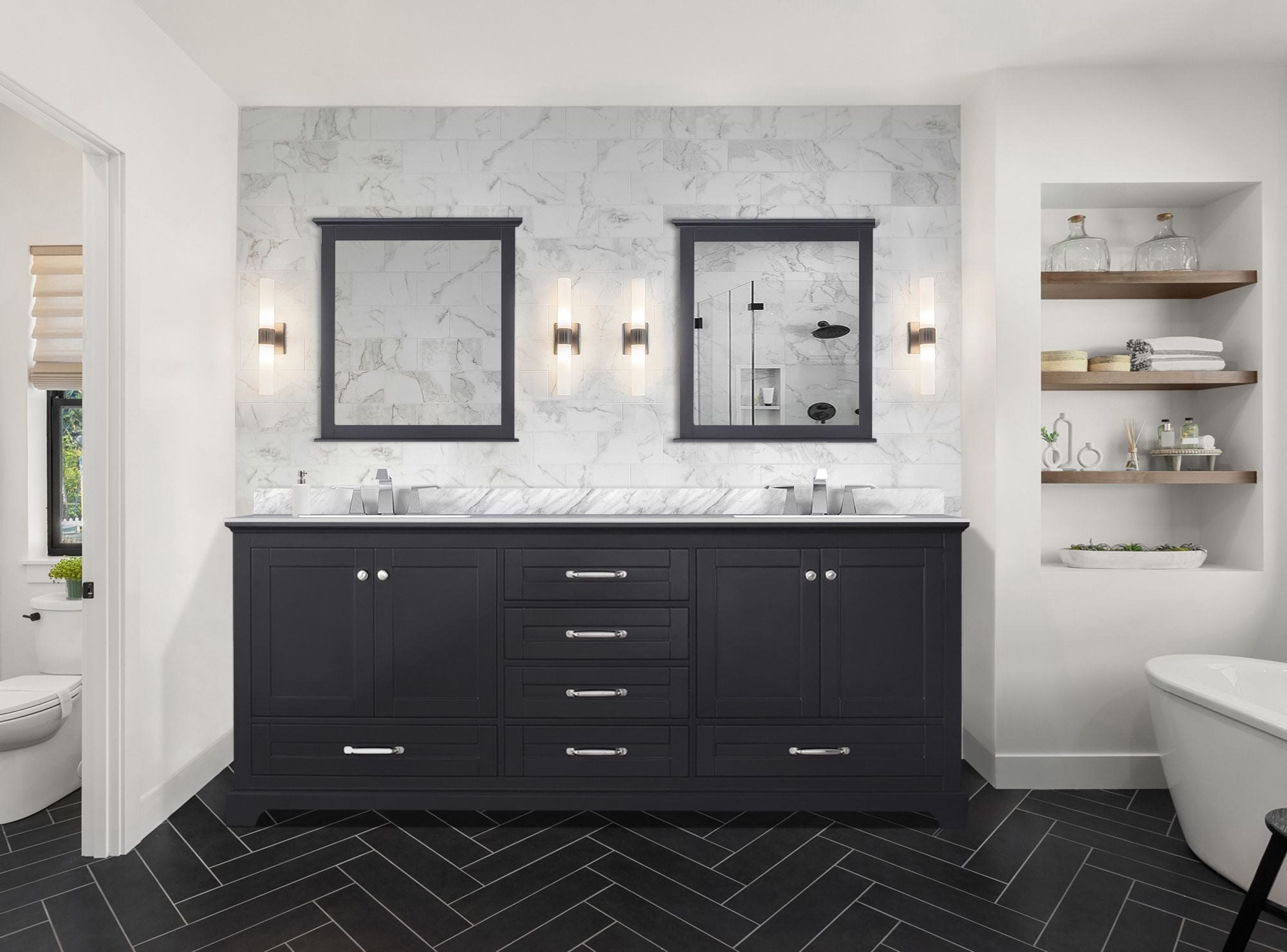 Dukes 80 in. W x 22 in. D Espresso Double Bath Vanity