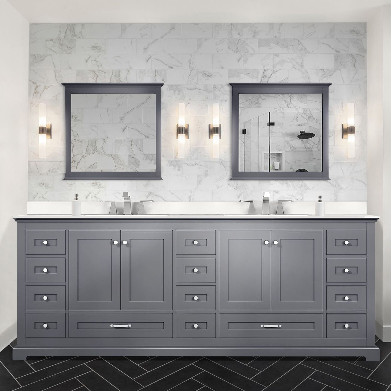 Dukes 84 in. W x 22 in. D Dark Grey Double Bath Vanity