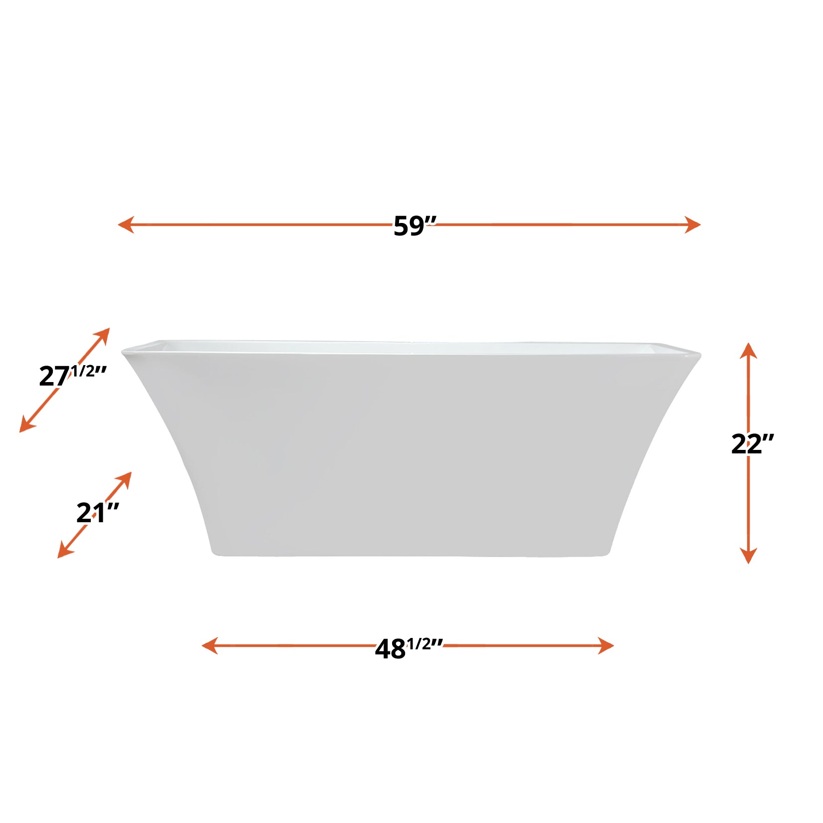 Vinter 67 in White Freestanding Acrylic Flatbottom Soaking Bathtub