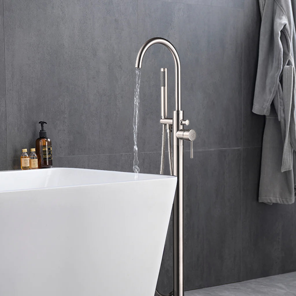 Lago Single Handle Freestanding Floor Mount Tub Faucet Bathtub Filler with Hand Shower