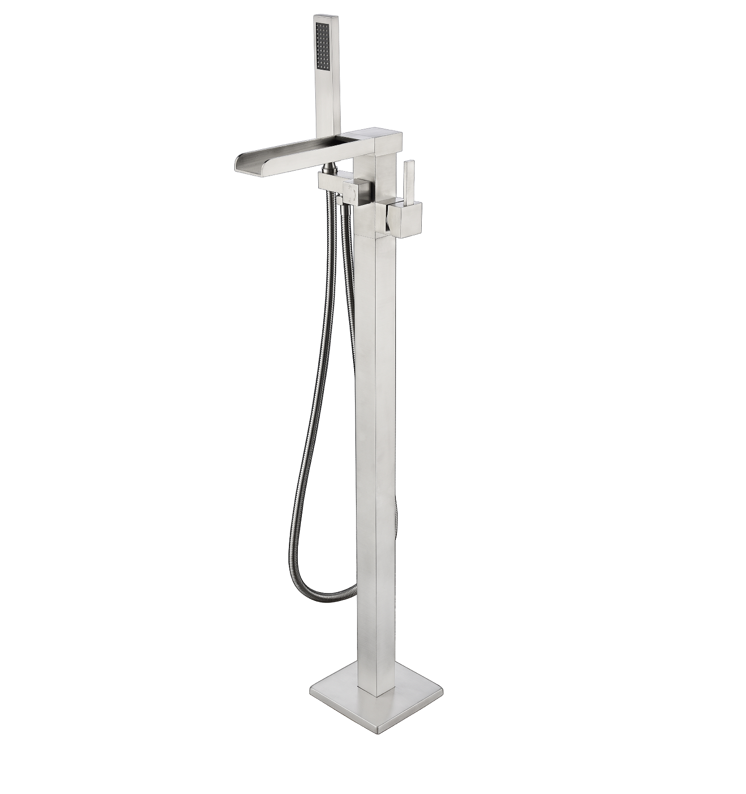Cascata Single Handle Freestanding Floor Mount Tub Faucet Bathtub Filler with Hand Shower