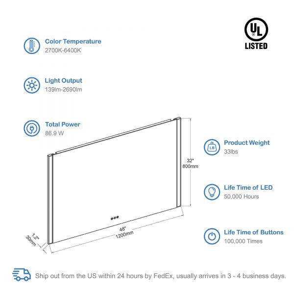 Binary 48" LED Mirror