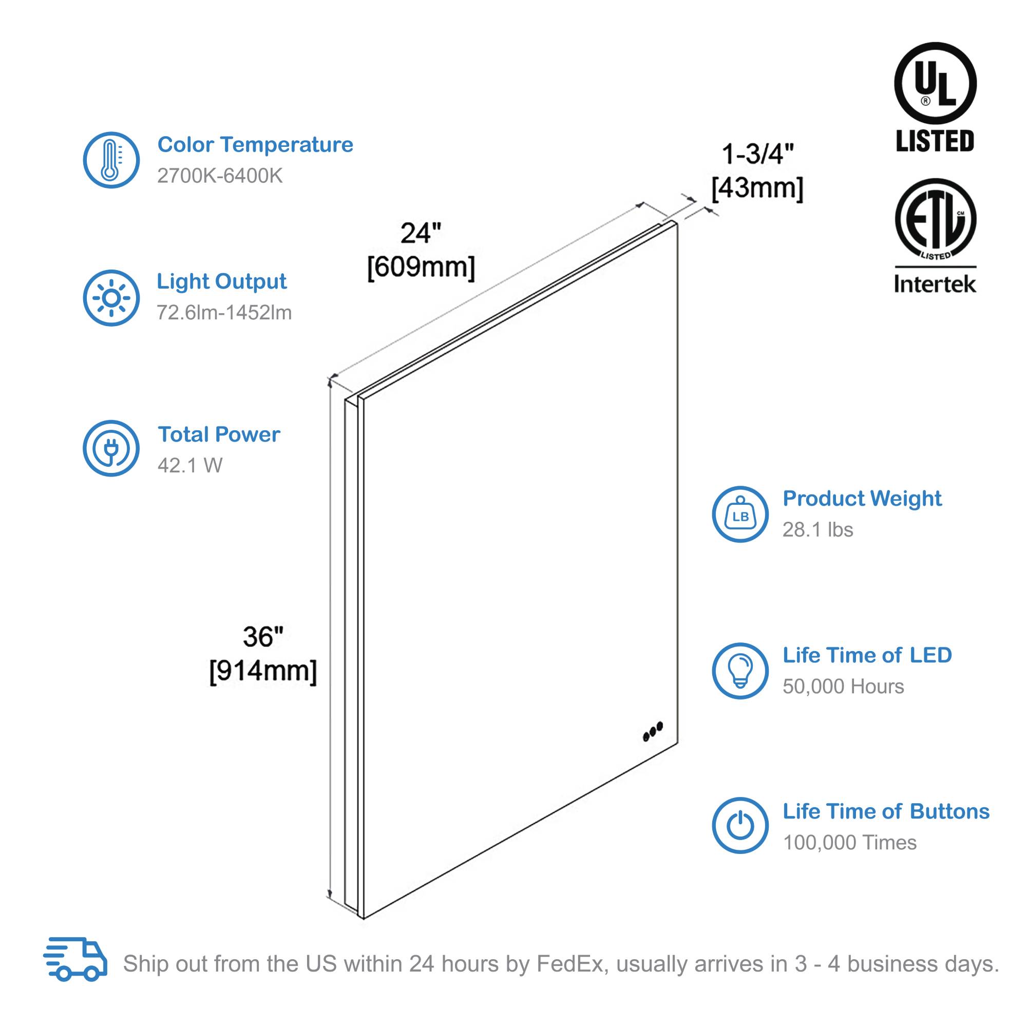 Blossom Beta LED Mirror with Frosted Sides LED M2
