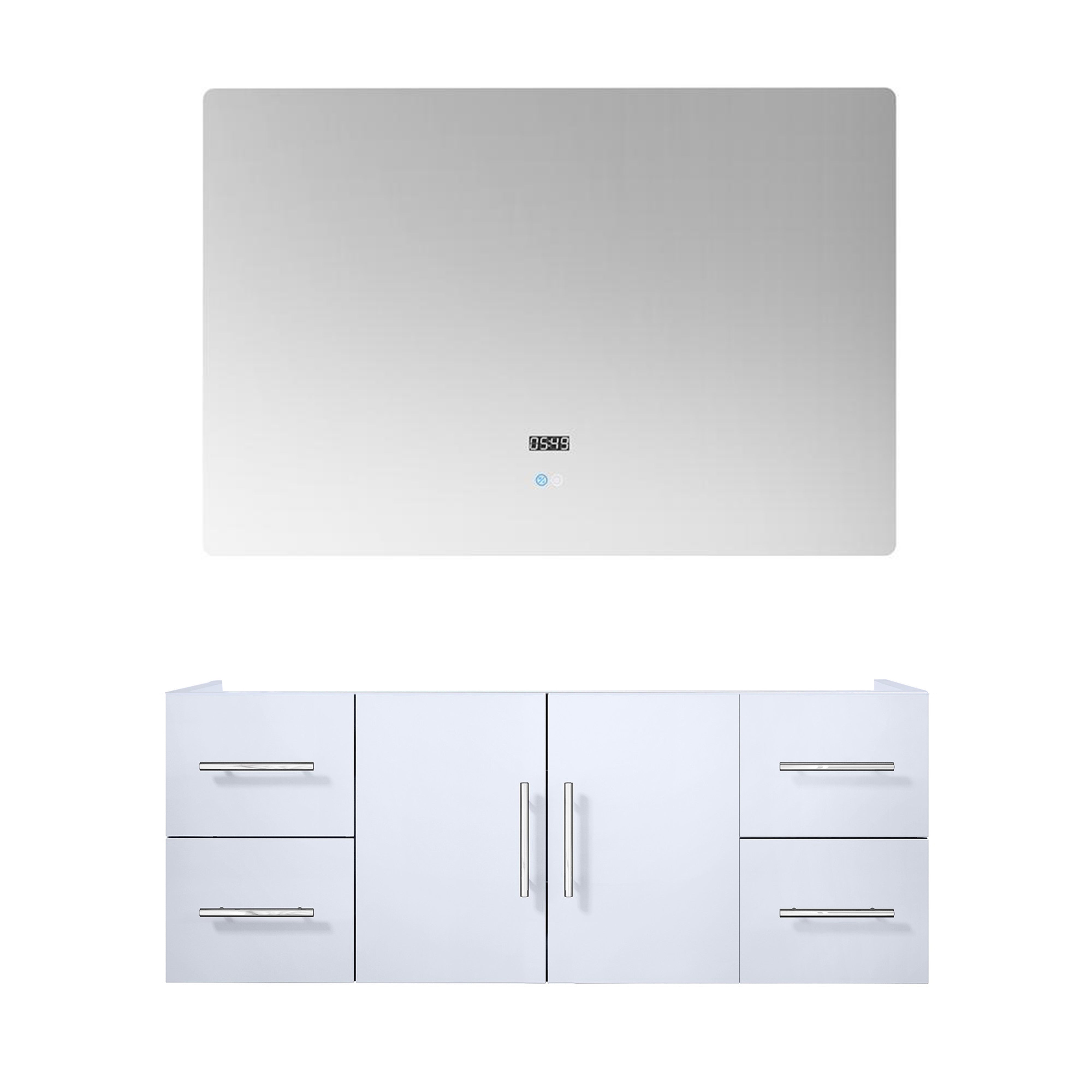 Geneva 48 in. W x 22 in. D Glossy White Bath Vanity