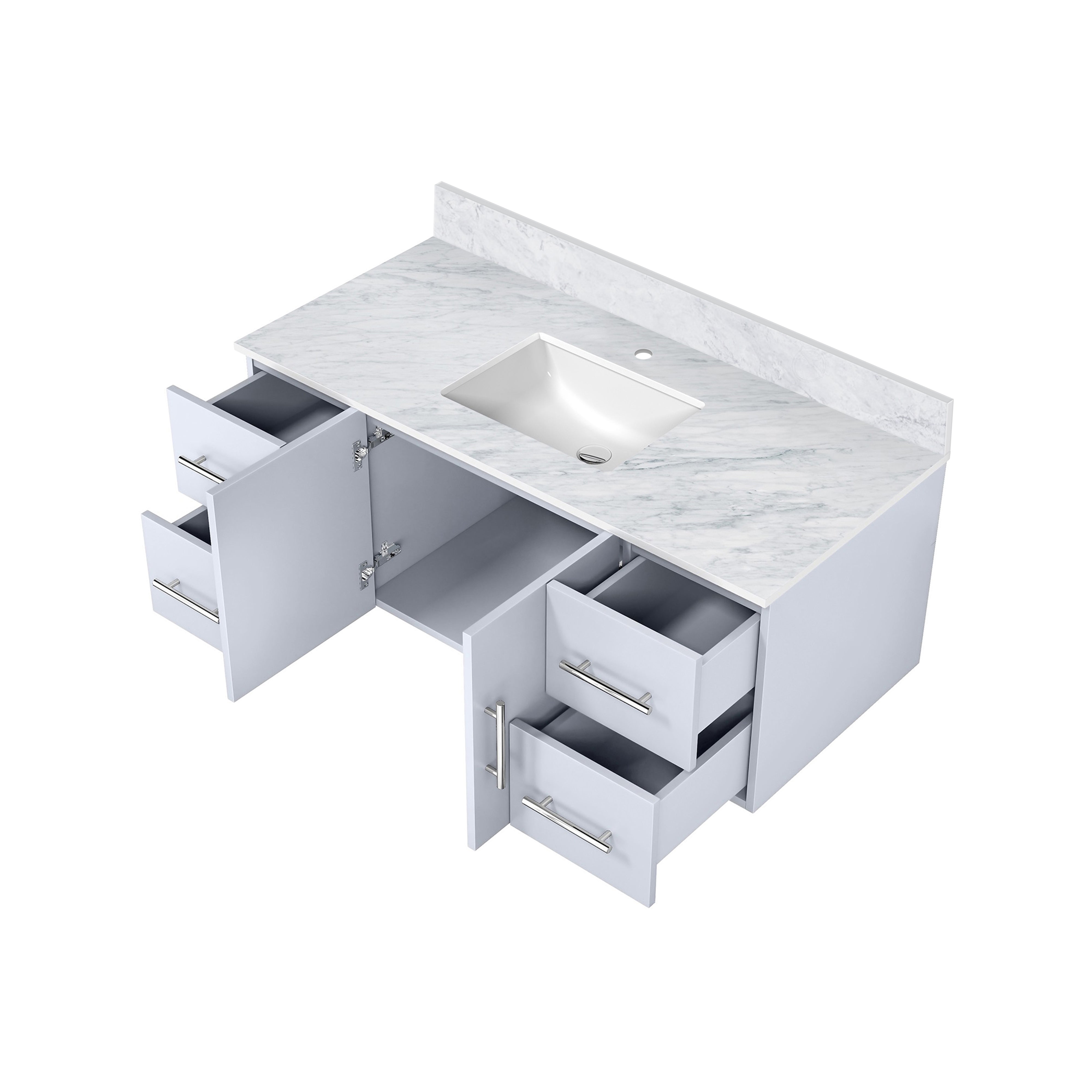 Geneva 48 in. W x 22 in. D Glossy White Bath Vanity