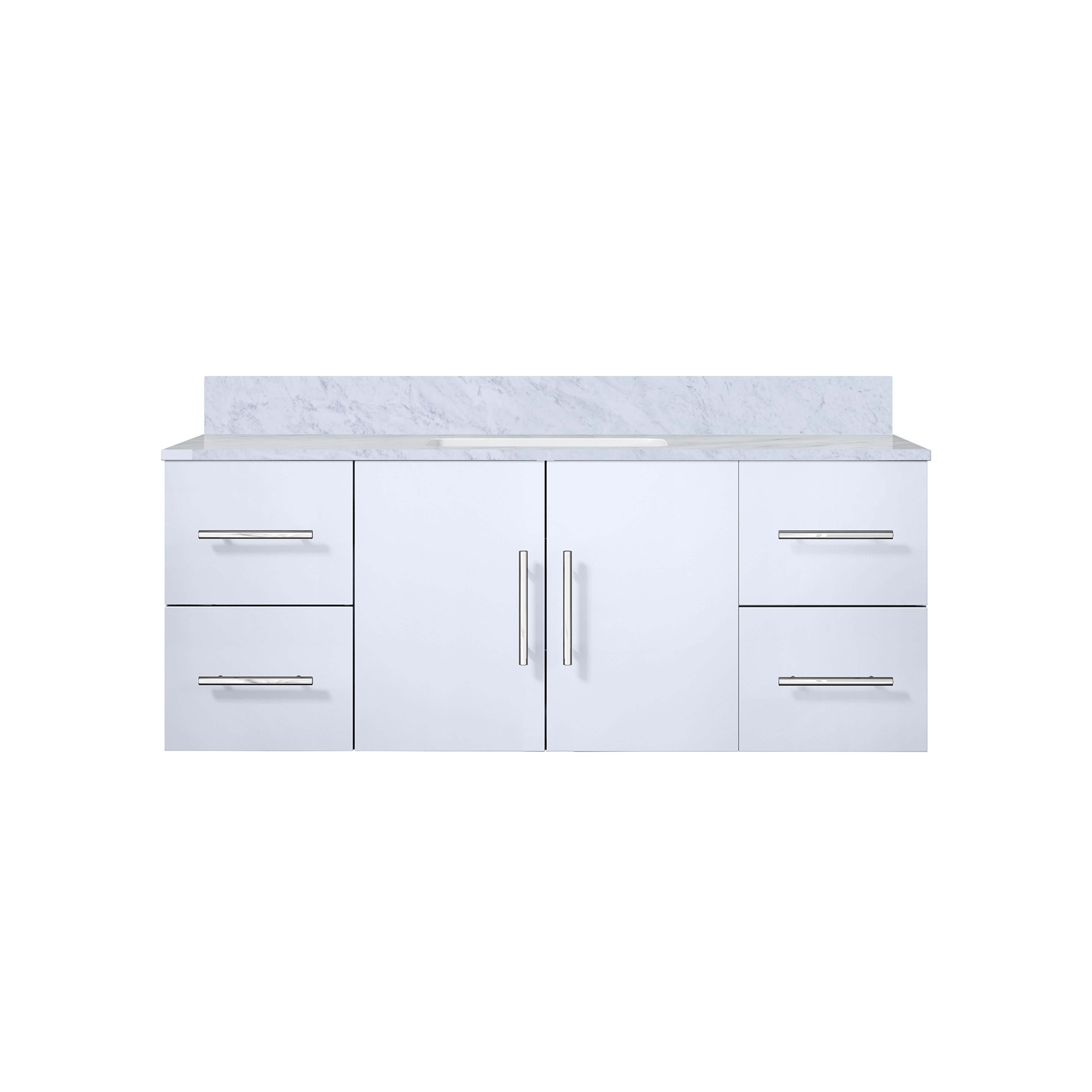 Geneva 48 in. W x 22 in. D Glossy White Bath Vanity