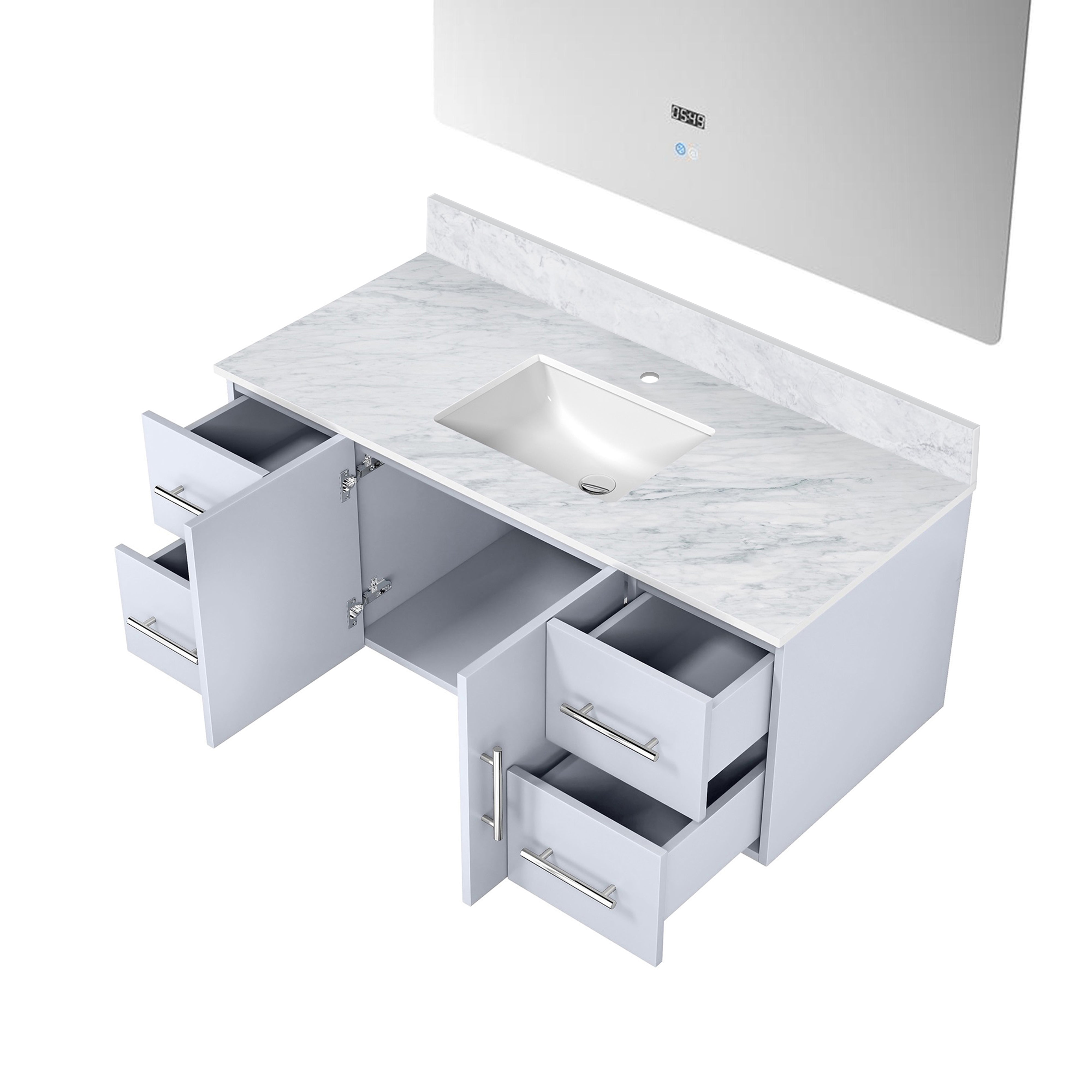Geneva 48 in. W x 22 in. D Glossy White Bath Vanity