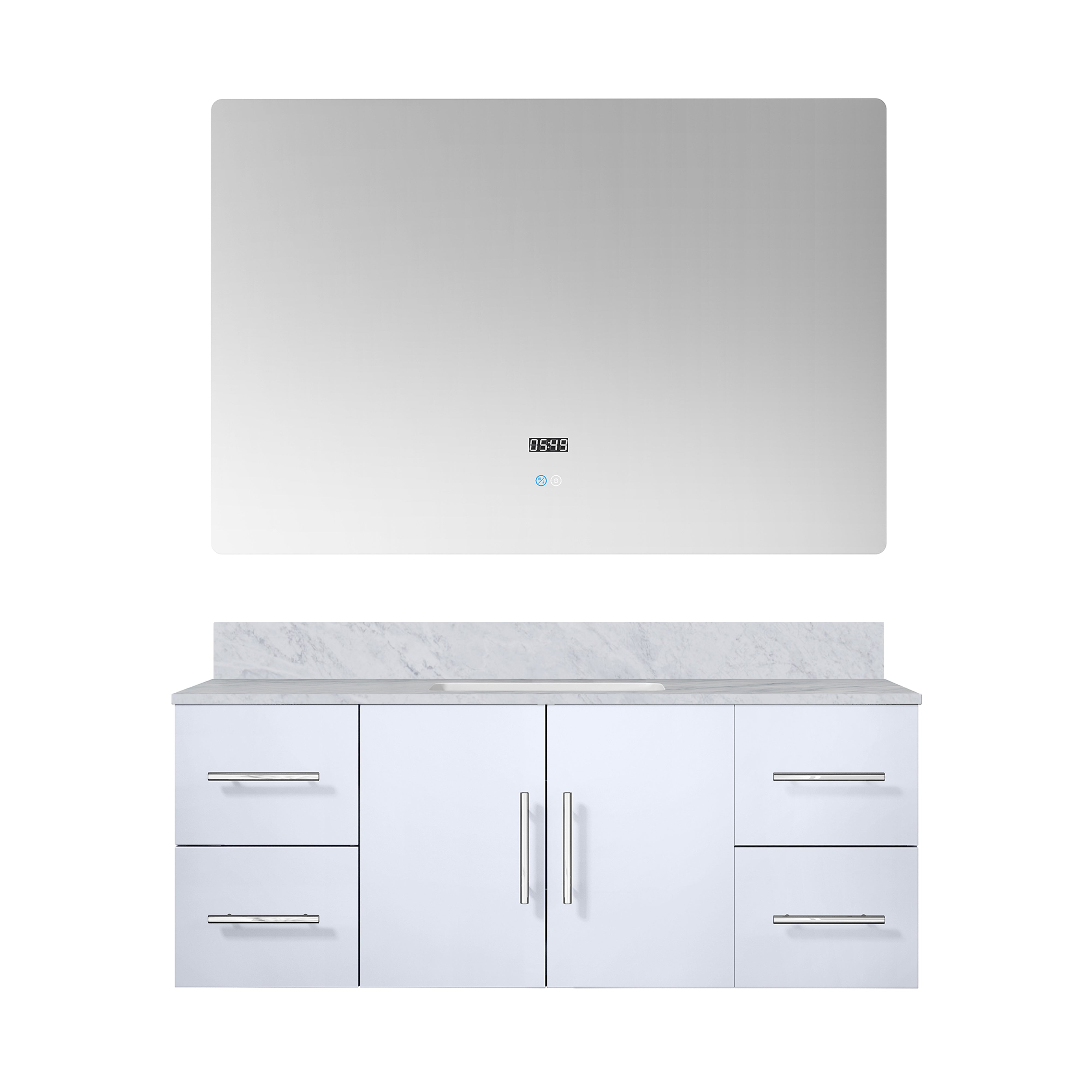 Geneva 48 in. W x 22 in. D Glossy White Bath Vanity
