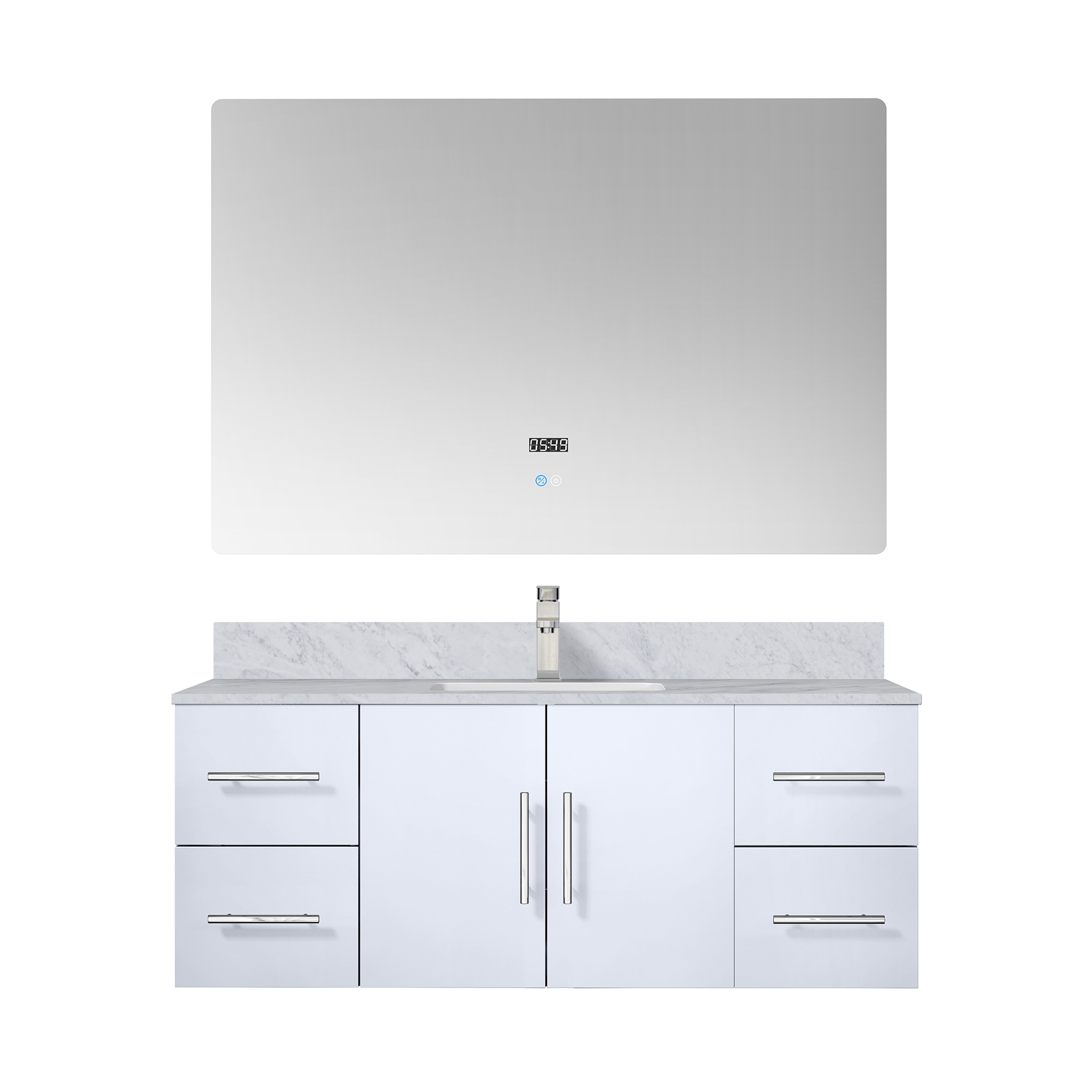 Geneva 48 in. W x 22 in. D Glossy White Bath Vanity