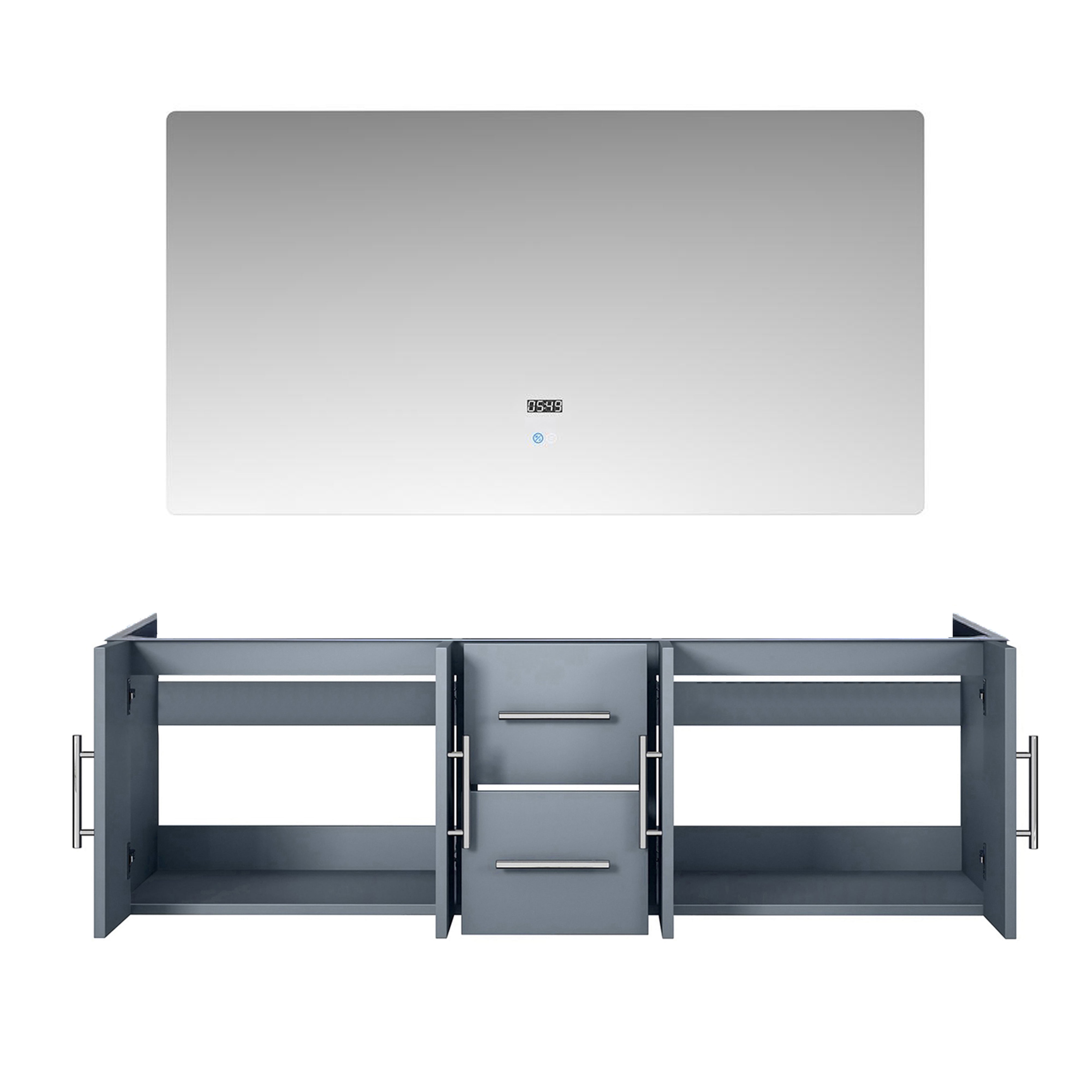 Geneva 60 in. W x 22 in. D Dark Grey Double Bath Vanity