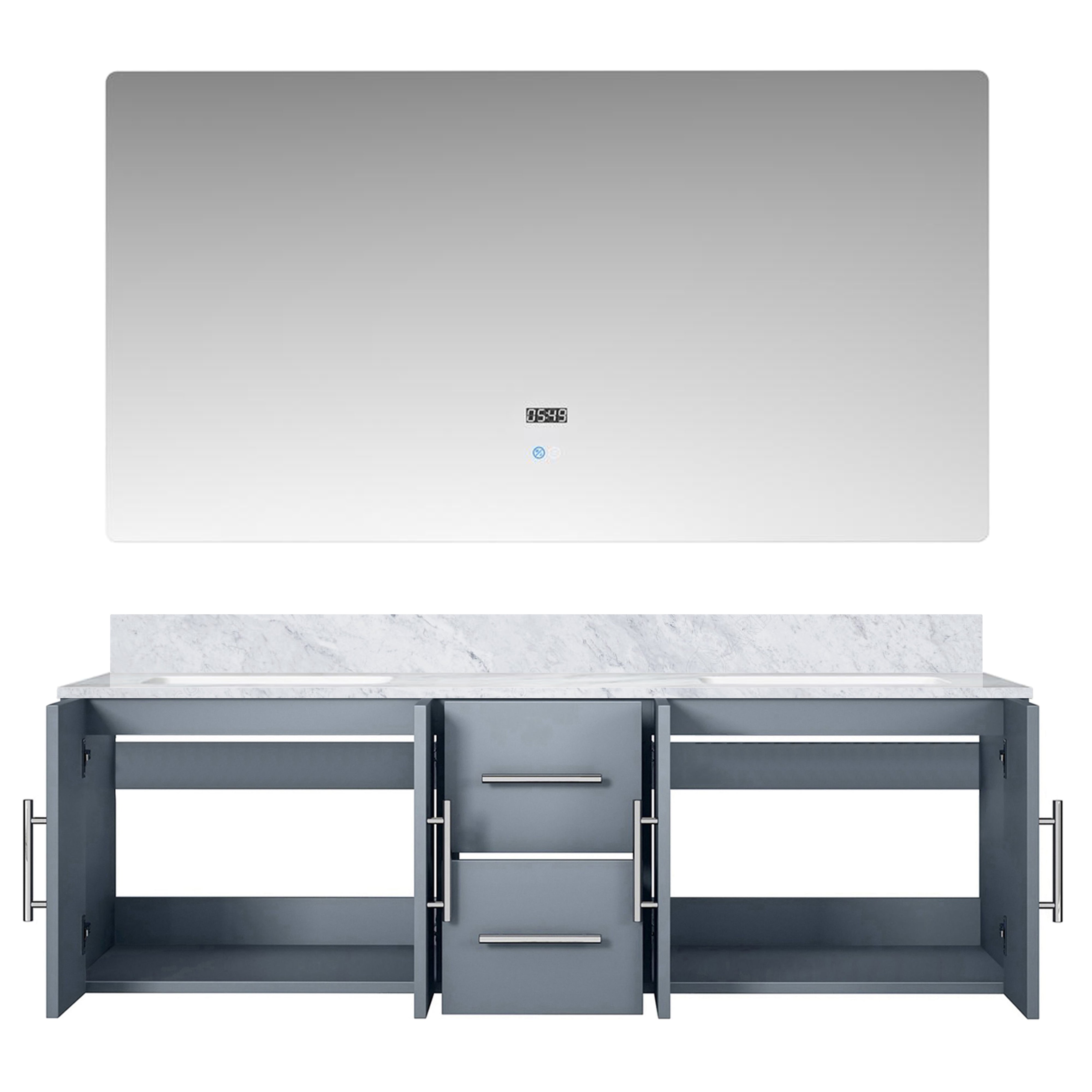 Geneva 60 in. W x 22 in. D Dark Grey Double Bath Vanity