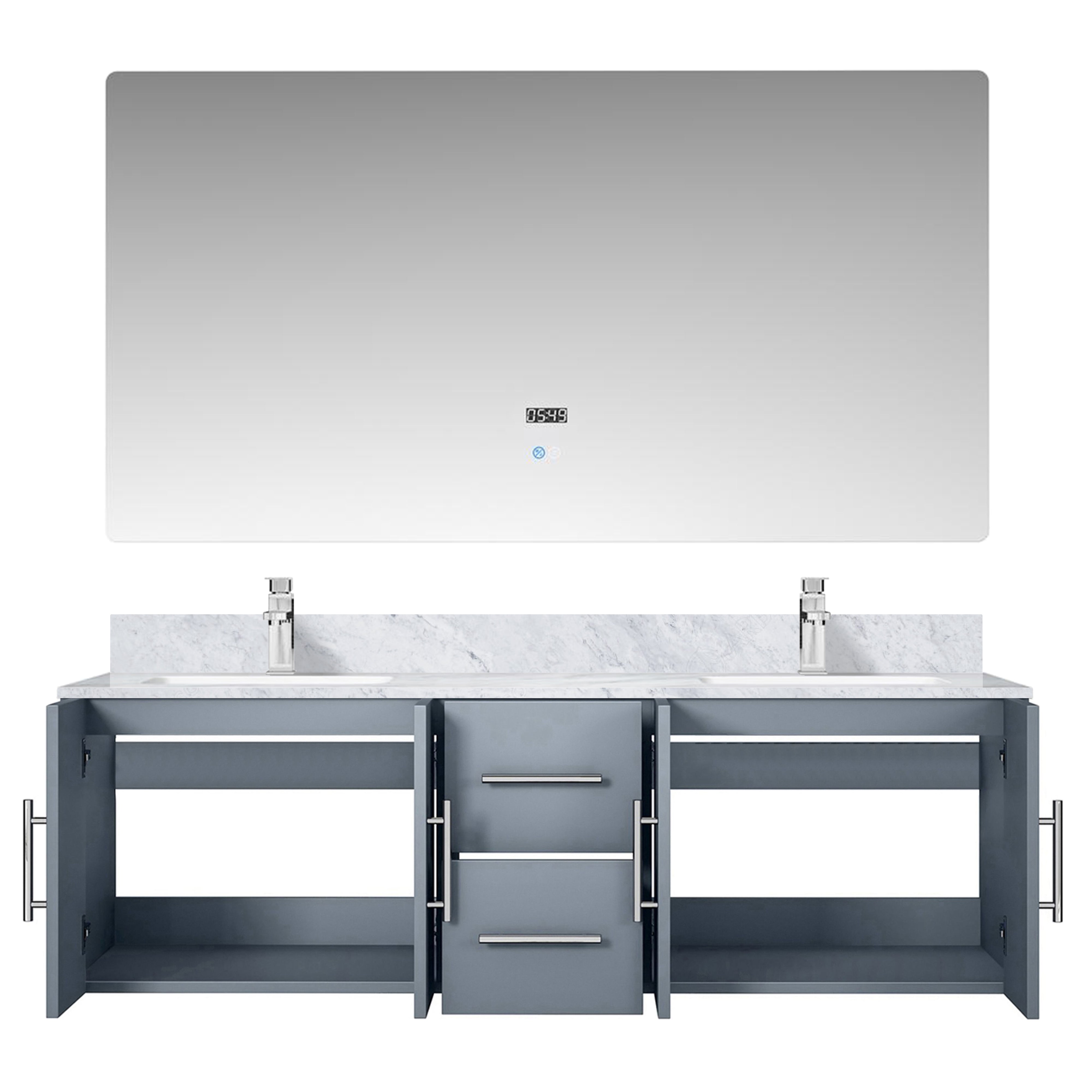 Geneva 60 in. W x 22 in. D Dark Grey Double Bath Vanity