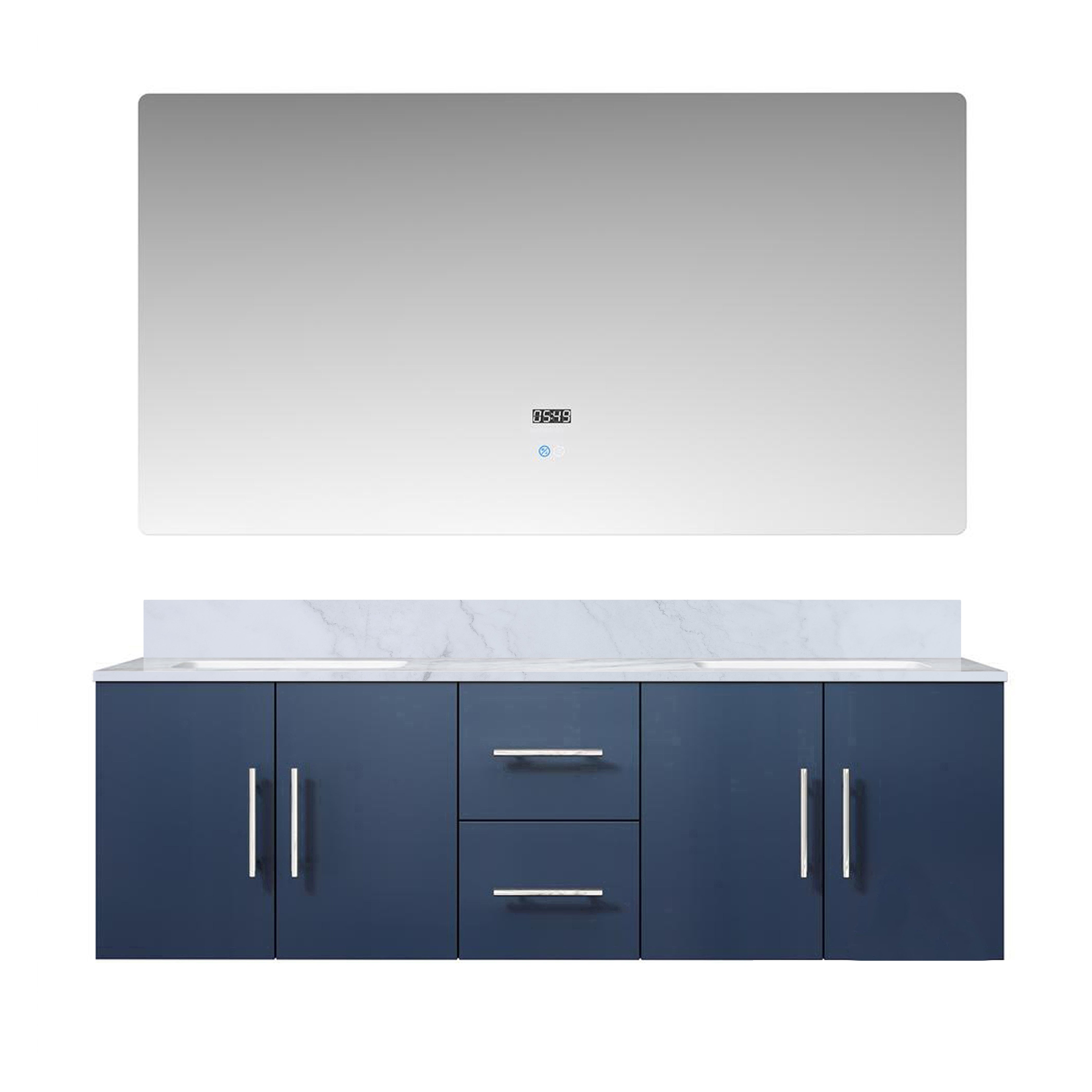 Geneva 60 in. W x 22 in. D Navy Blue Double Bath Vanity