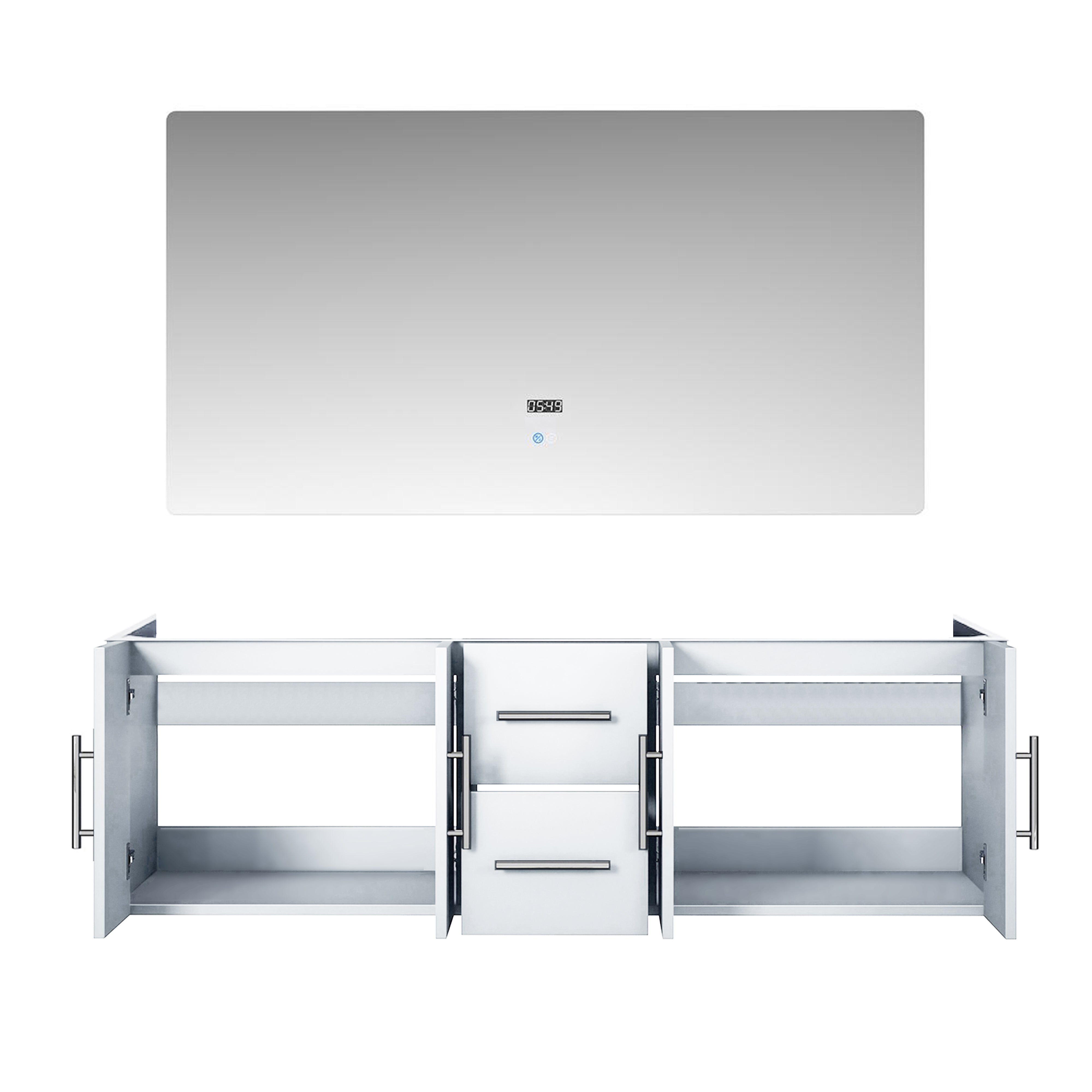 Geneva 60 in. W x 22 in. D Glossy White Double Bath Vanity