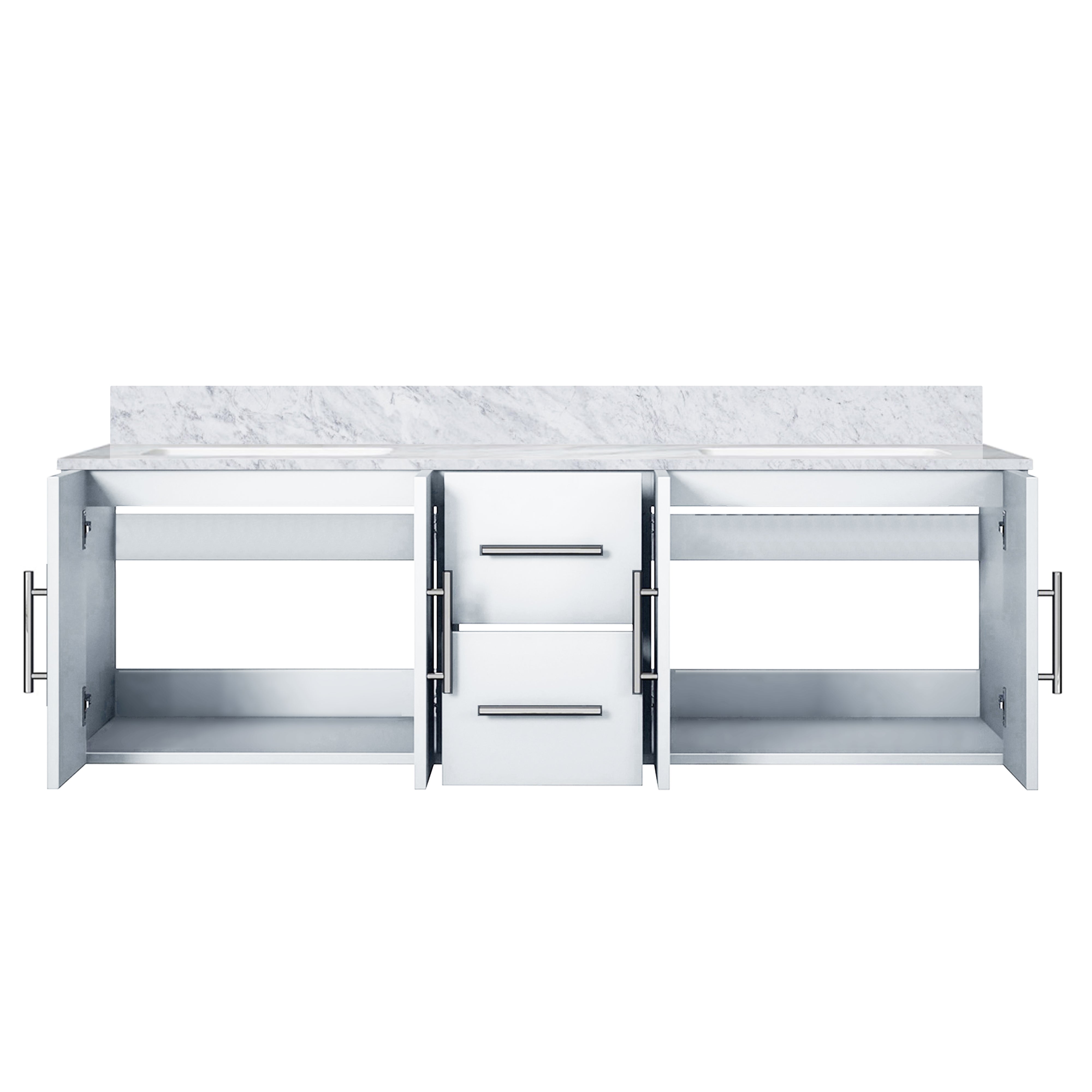 Geneva 60 in. W x 22 in. D Glossy White Double Bath Vanity