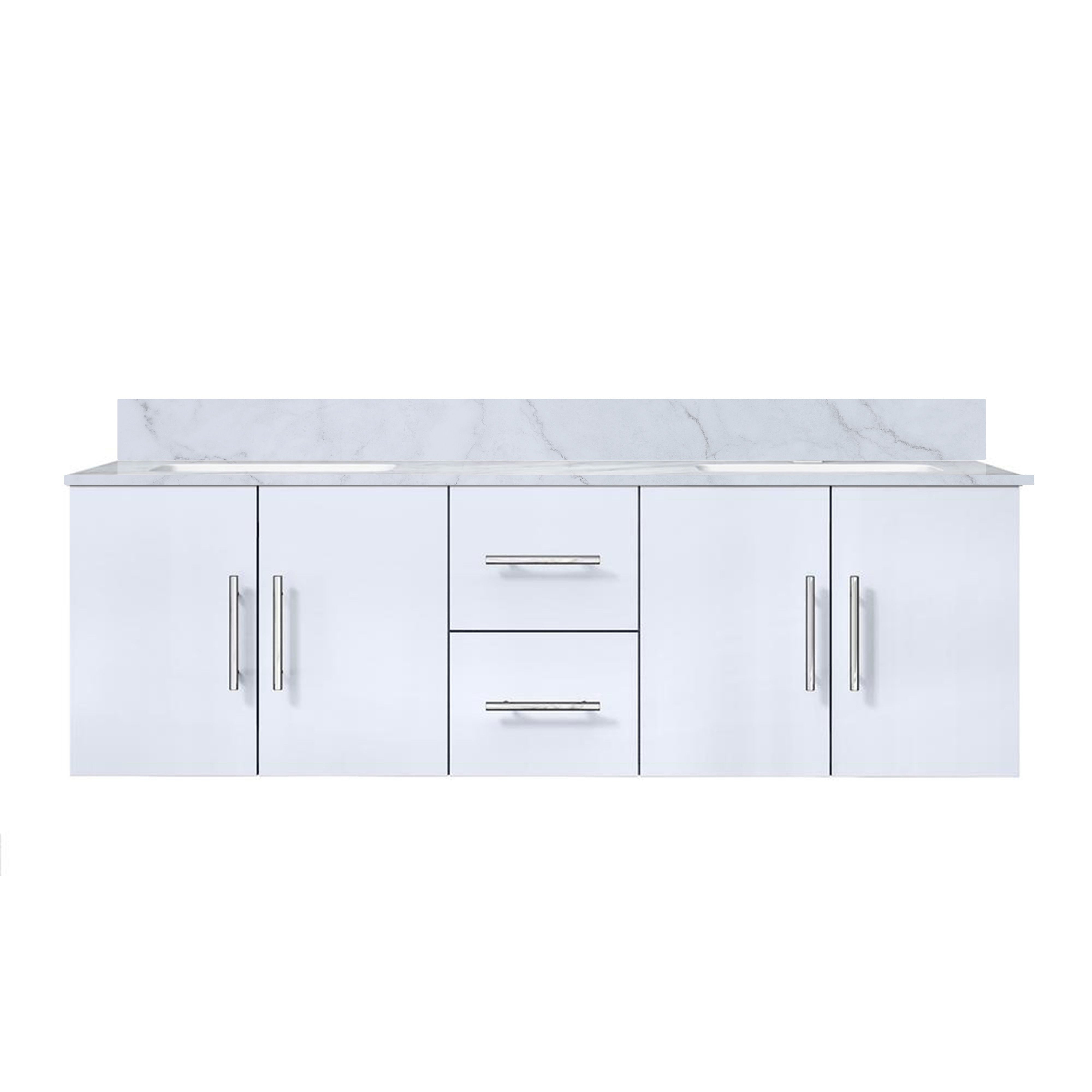 Geneva 60 in. W x 22 in. D Glossy White Double Bath Vanity