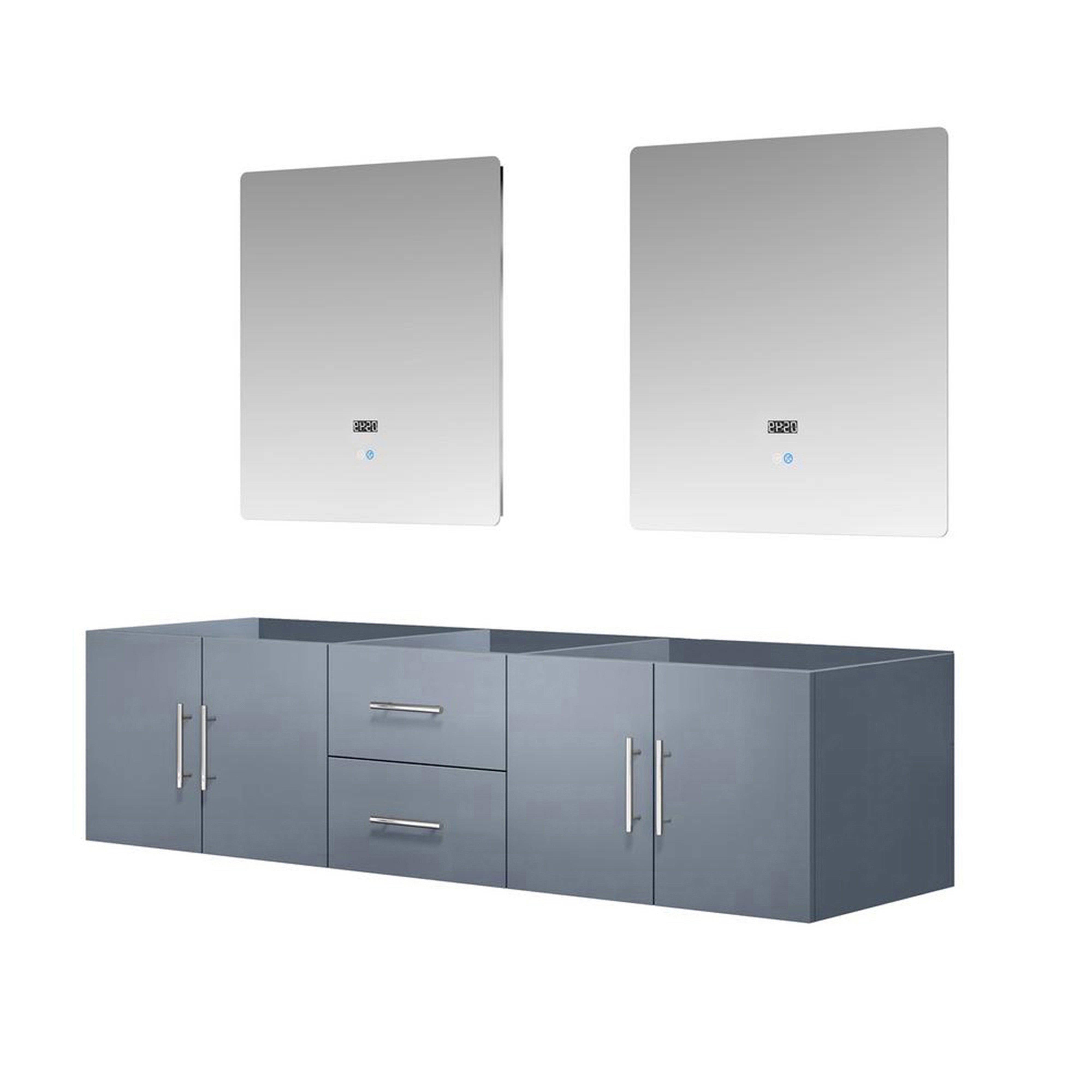 Geneva 72 in. W x 22 in. D Dark Grey Double Bath Vanity