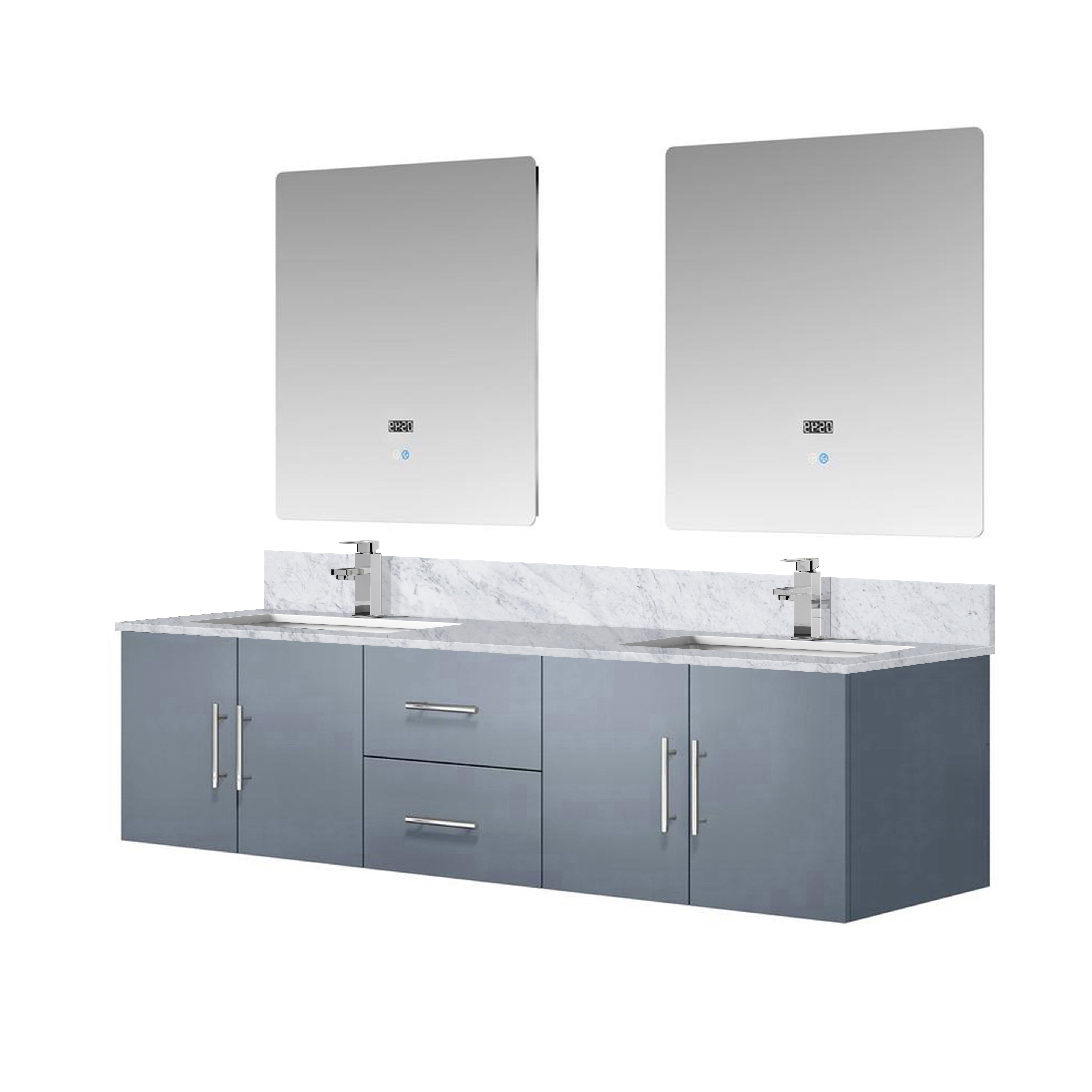 Geneva 72 in. W x 22 in. D Dark Grey Double Bath Vanity