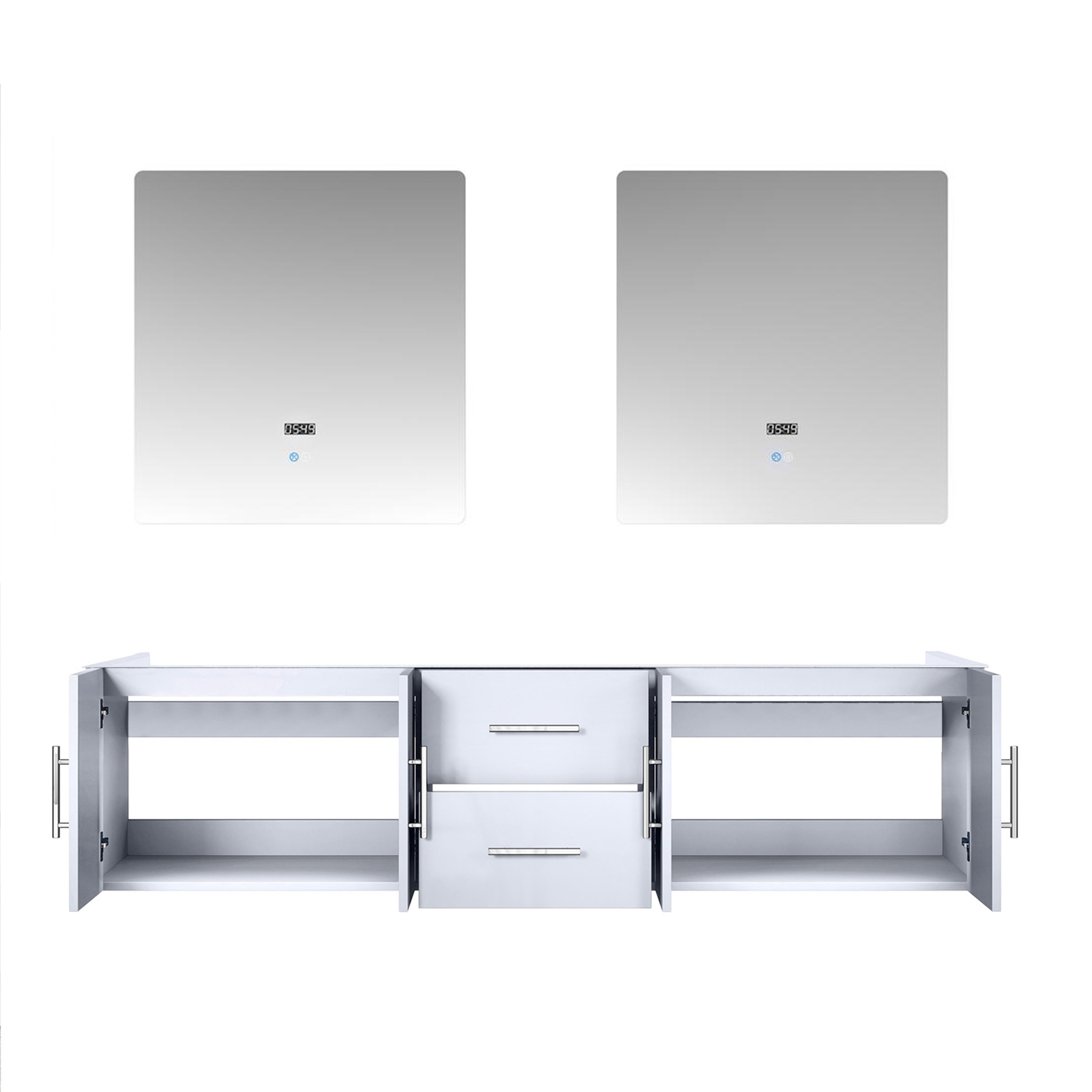 Geneva 72 in. W x 22 in. D Glossy White Double Bath Vanity