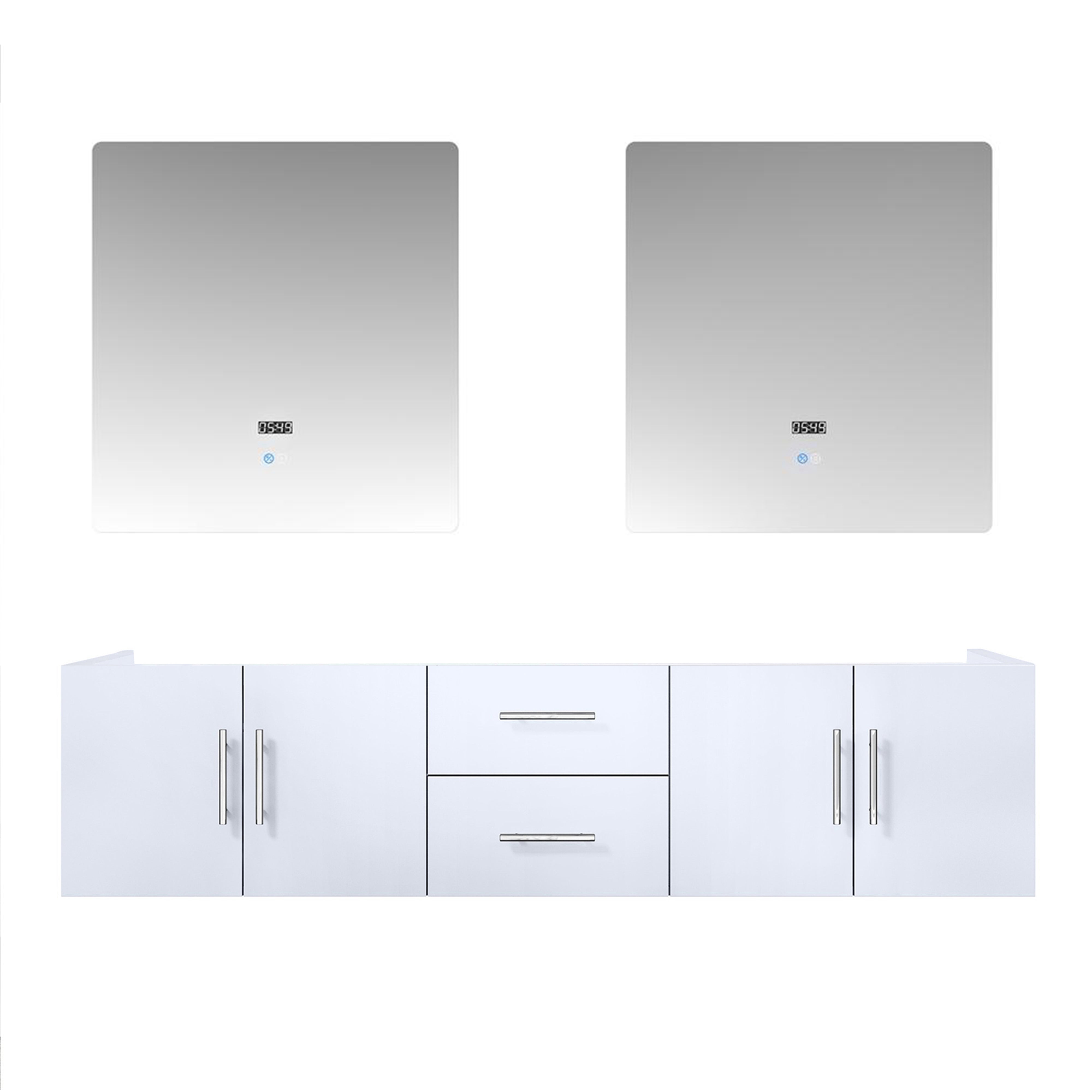 Geneva 72 in. W x 22 in. D Glossy White Double Bath Vanity