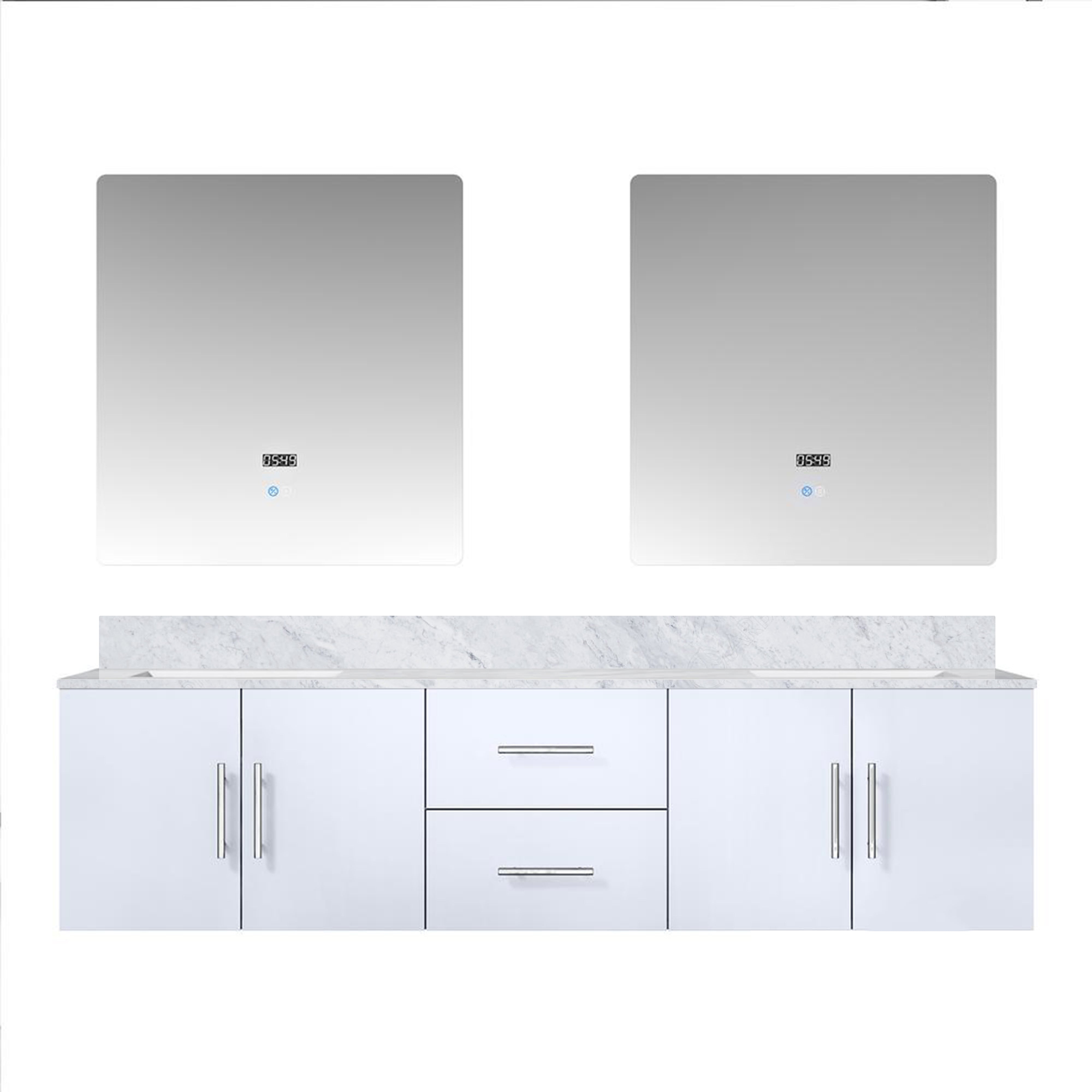 Geneva 72 in. W x 22 in. D Glossy White Double Bath Vanity