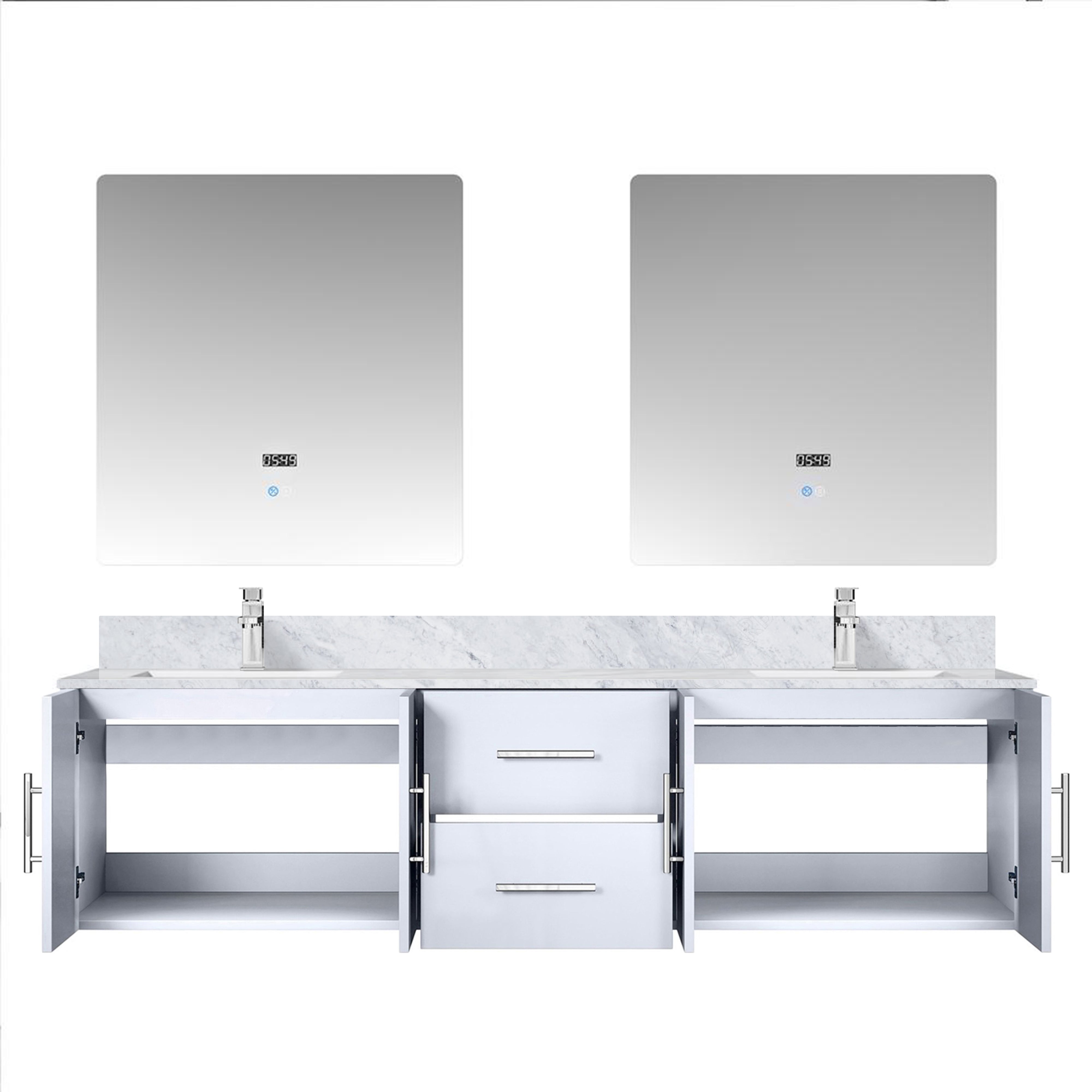 Geneva 72 in. W x 22 in. D Glossy White Double Bath Vanity