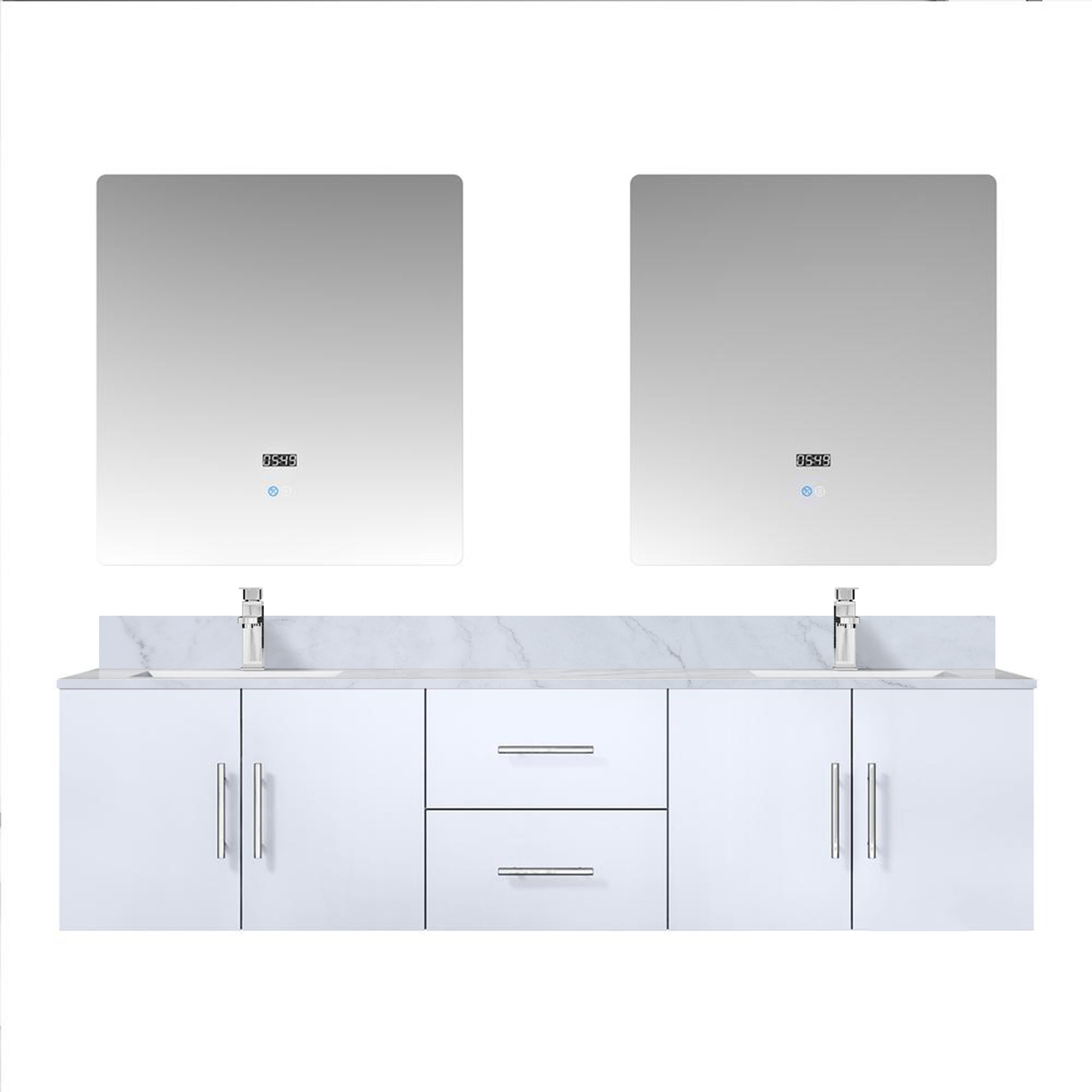 Geneva 72 in. W x 22 in. D Glossy White Double Bath Vanity