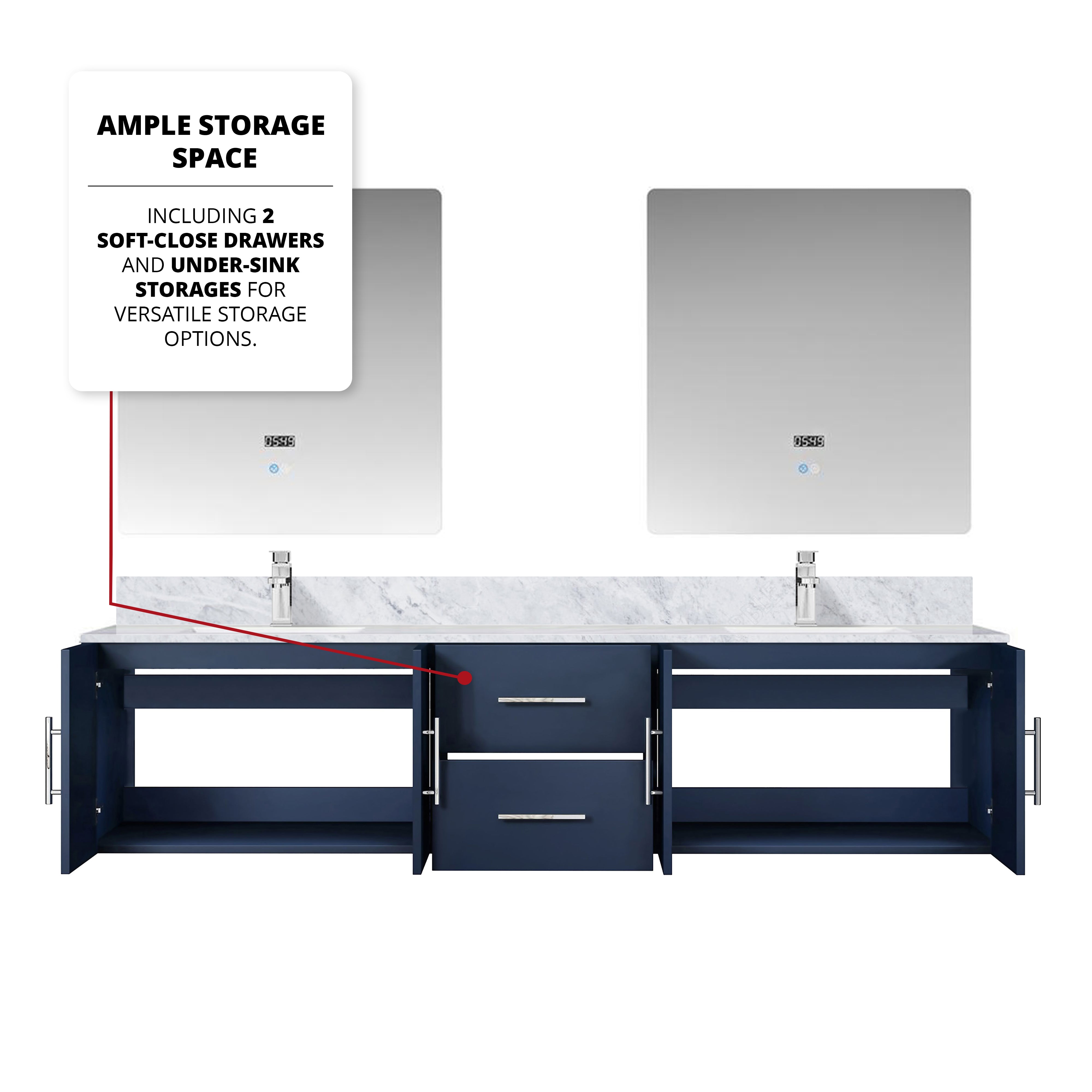 Geneva 80 in. W x 22 in. D Navy Blue Double Bath Vanity