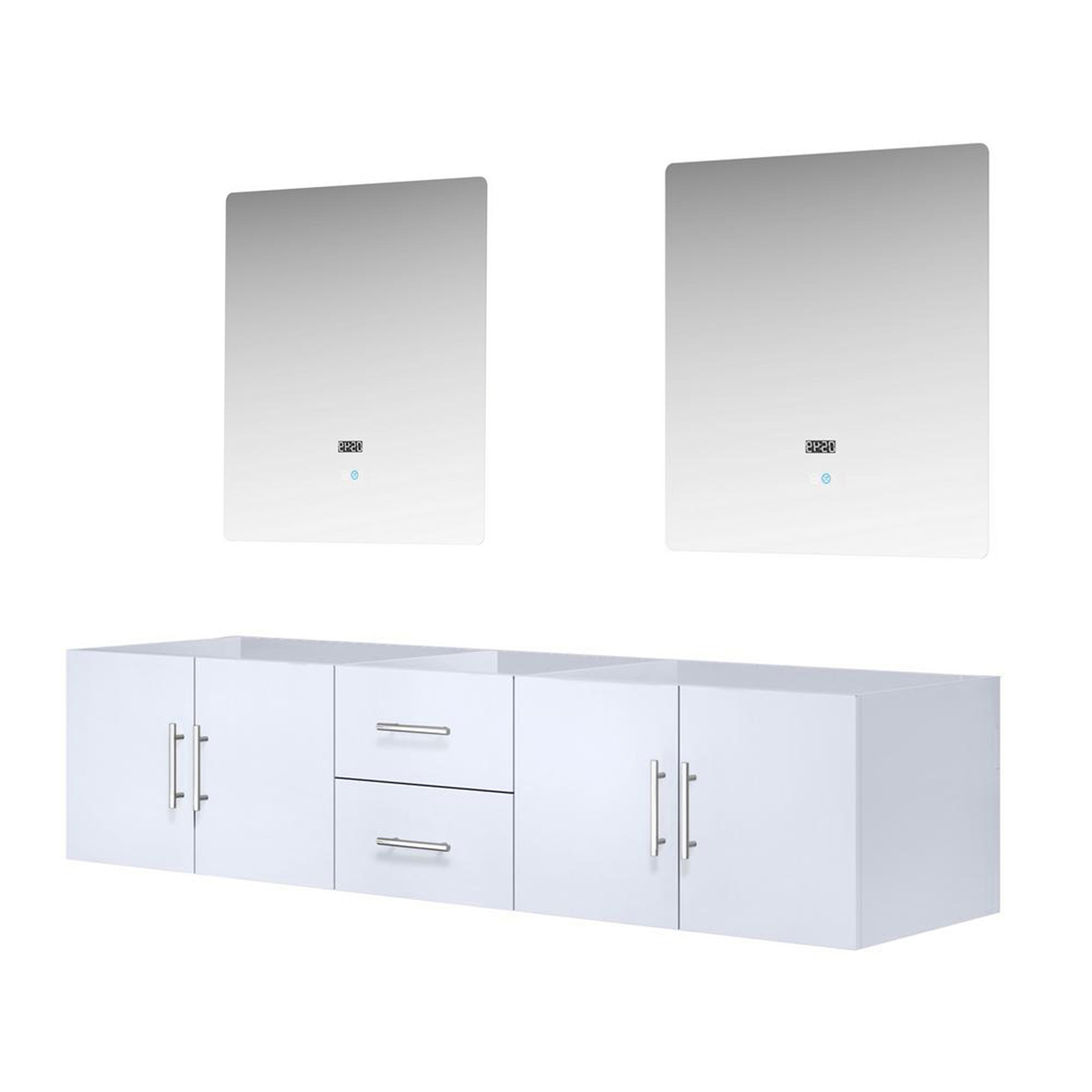 Geneva 80 in. W x 22 in. D Glossy White Double Bath Vanity