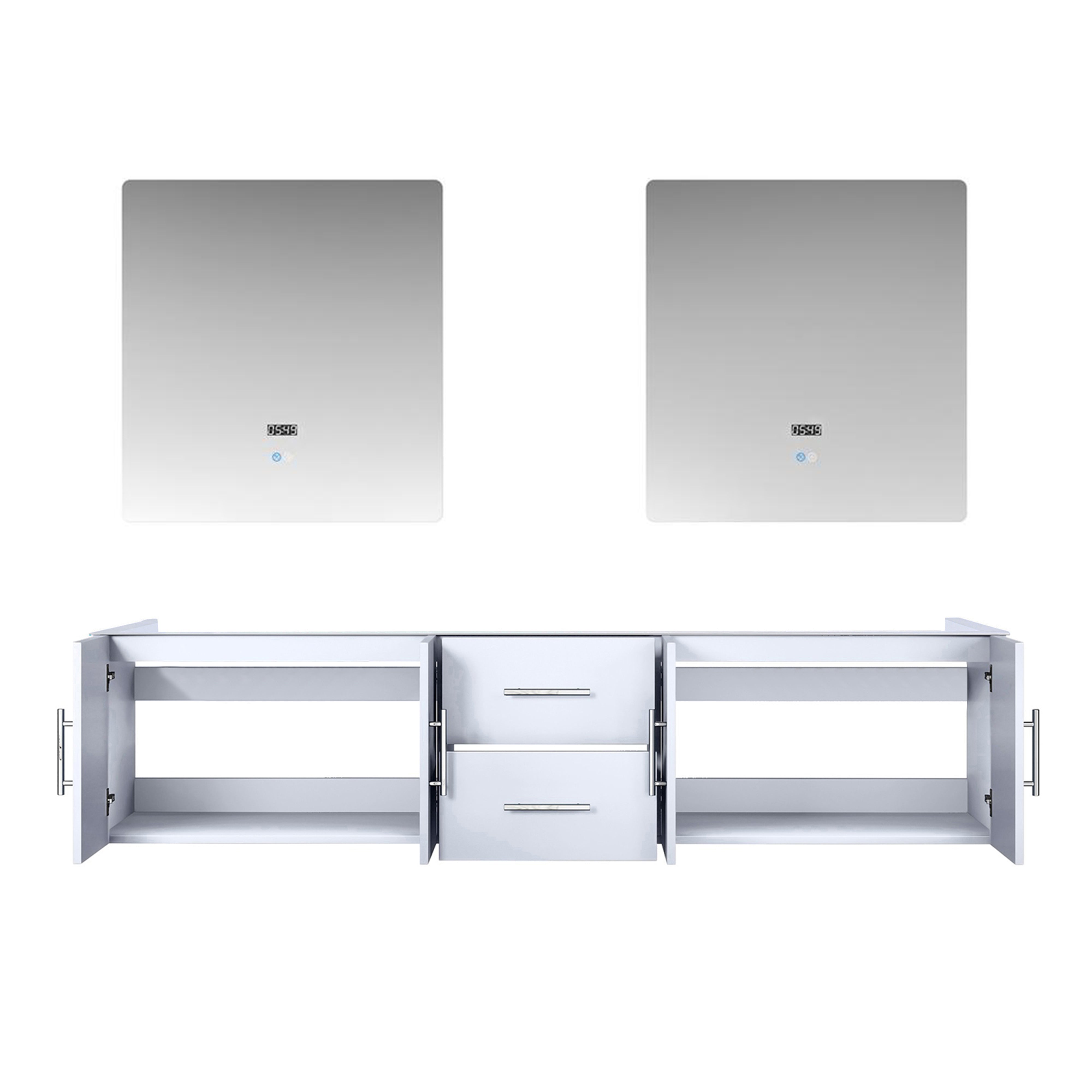 Geneva 80 in. W x 22 in. D Glossy White Double Bath Vanity