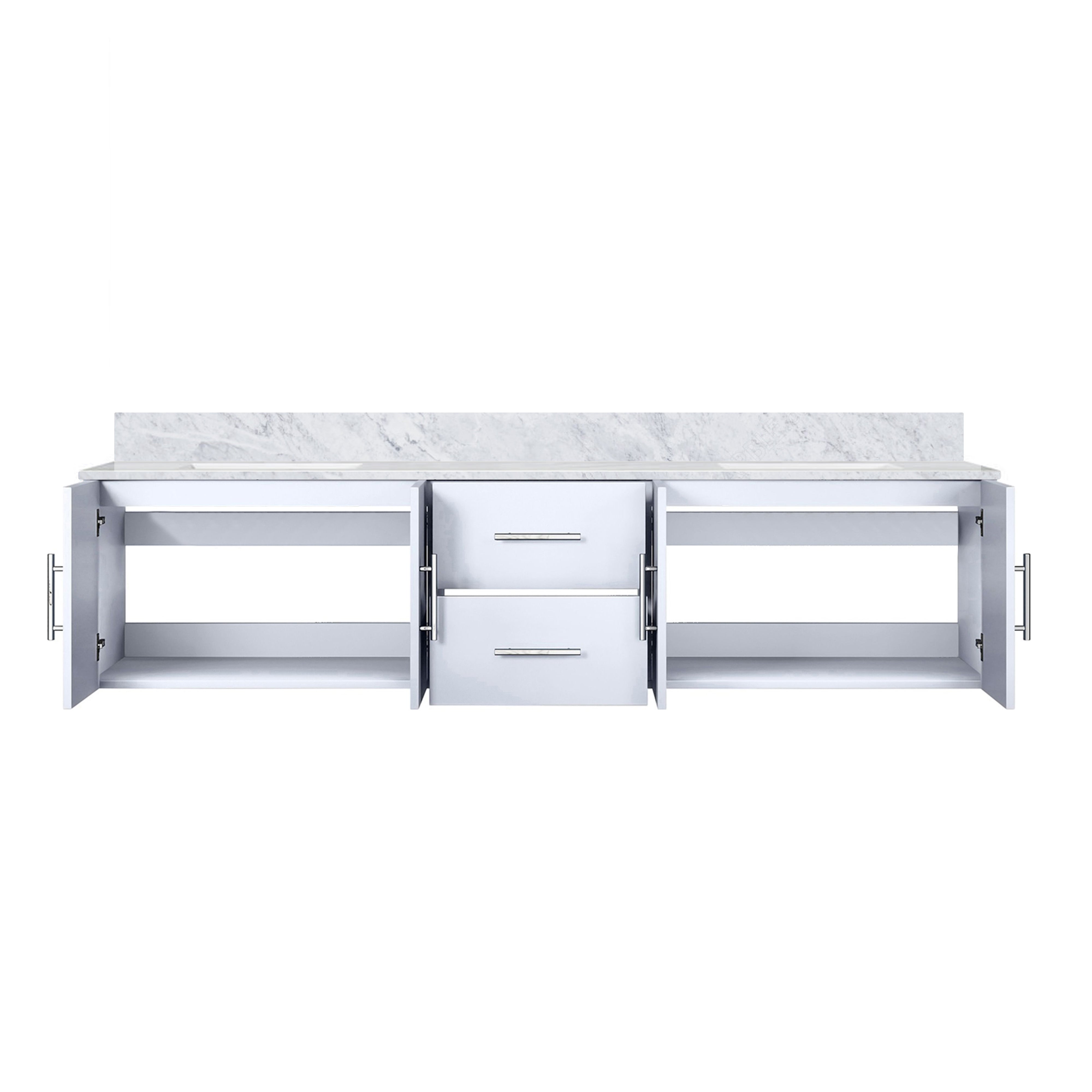 Geneva 80 in. W x 22 in. D Glossy White Double Bath Vanity