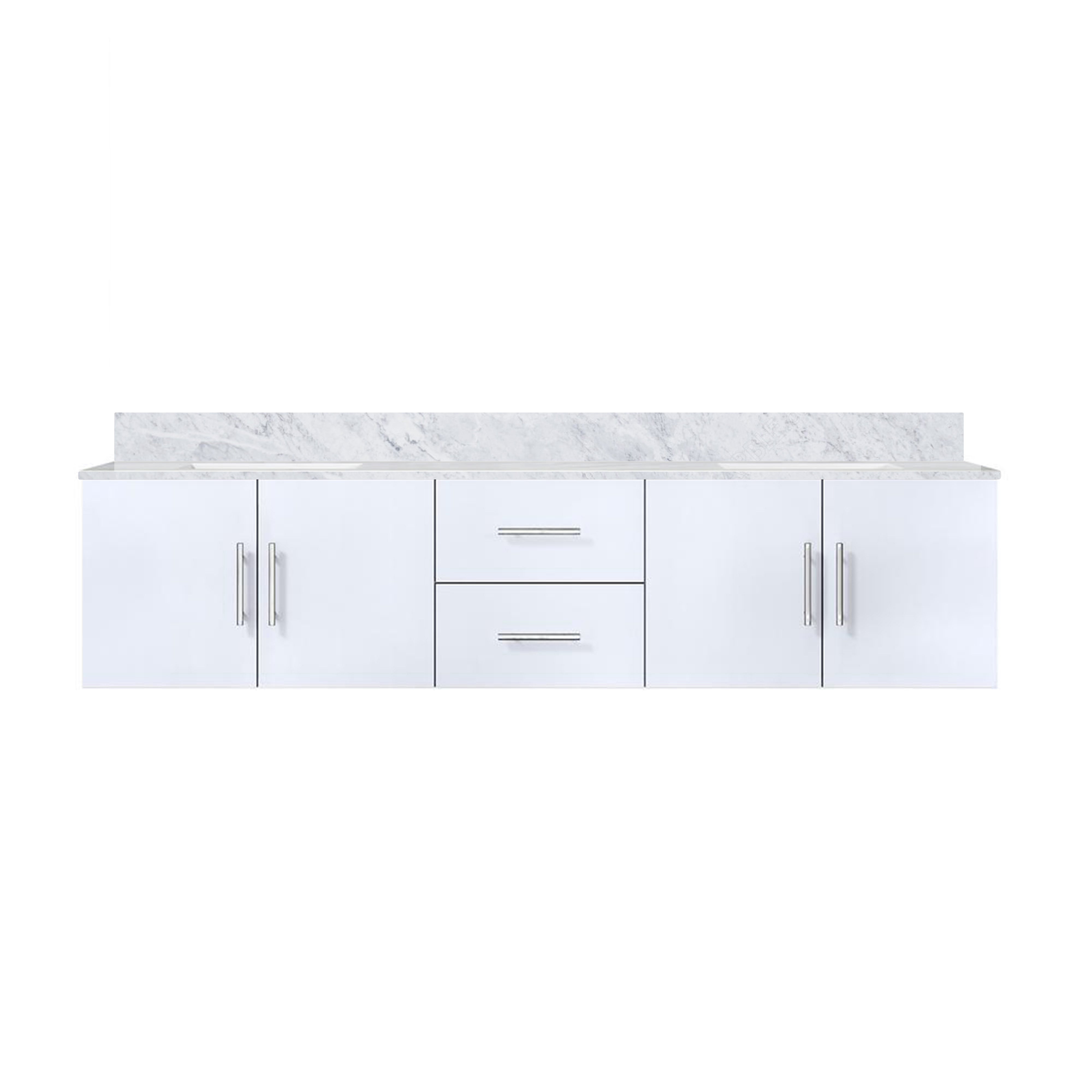 Geneva 80 in. W x 22 in. D Glossy White Double Bath Vanity