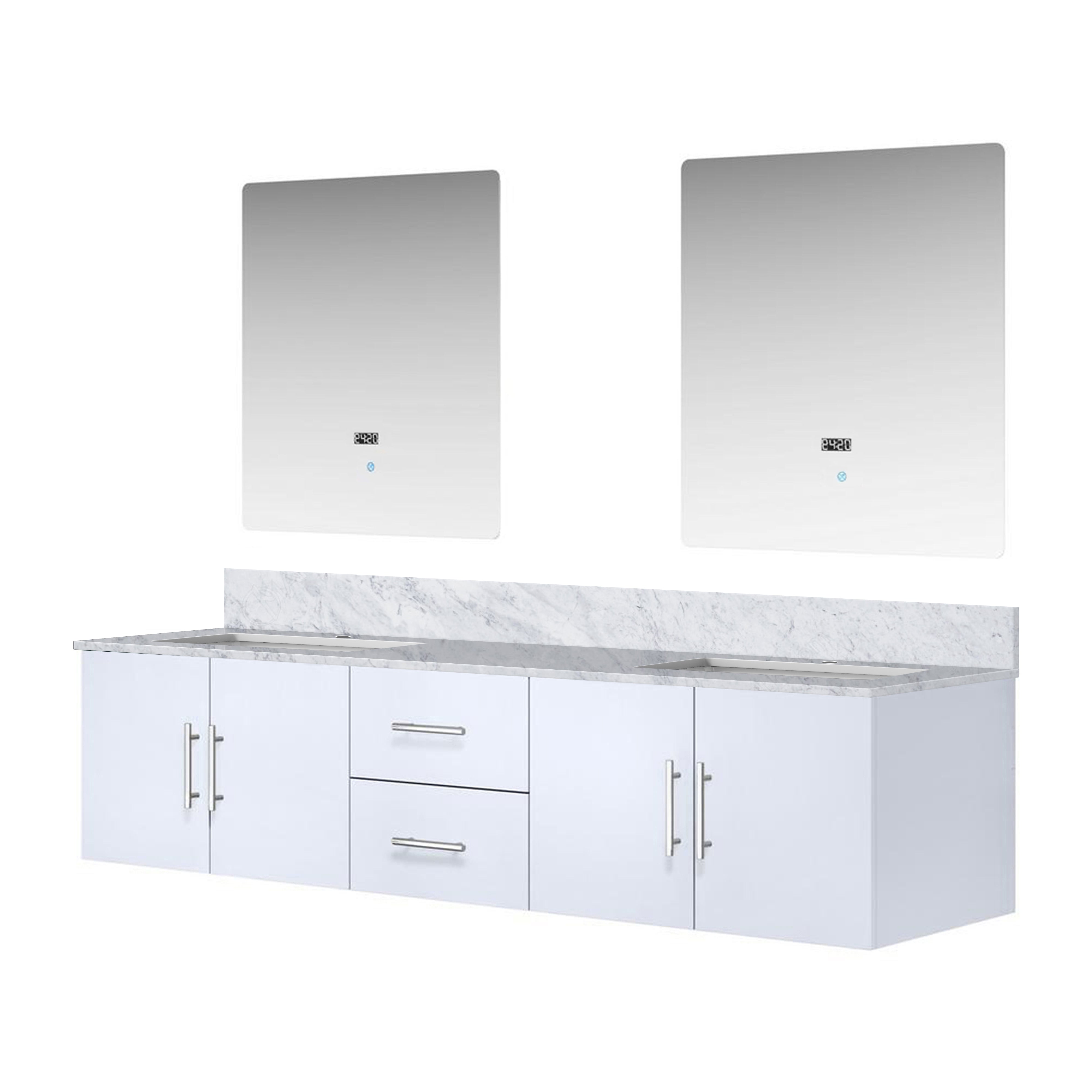 Geneva 80 in. W x 22 in. D Glossy White Double Bath Vanity