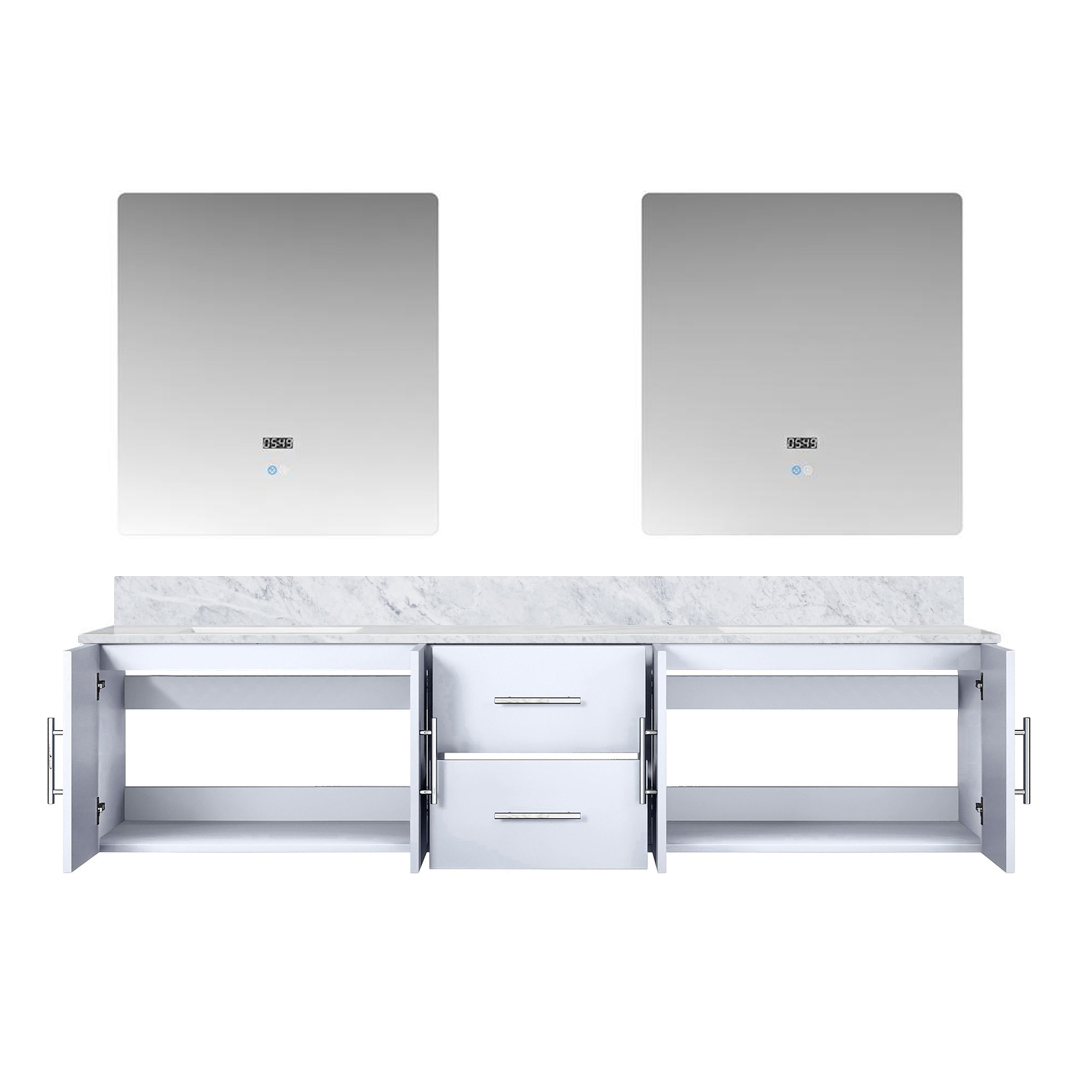 Geneva 80 in. W x 22 in. D Glossy White Double Bath Vanity