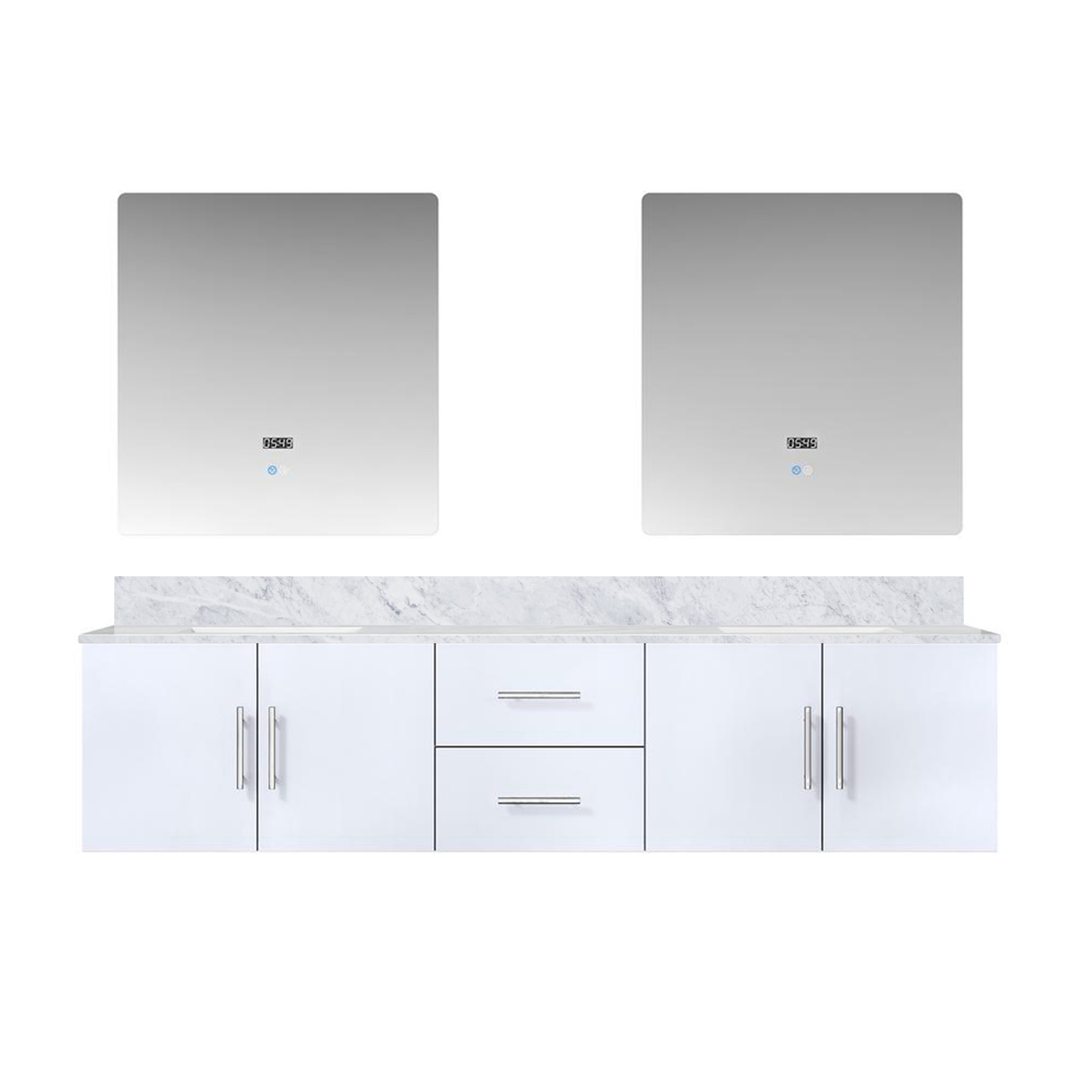 Geneva 80 in. W x 22 in. D Glossy White Double Bath Vanity