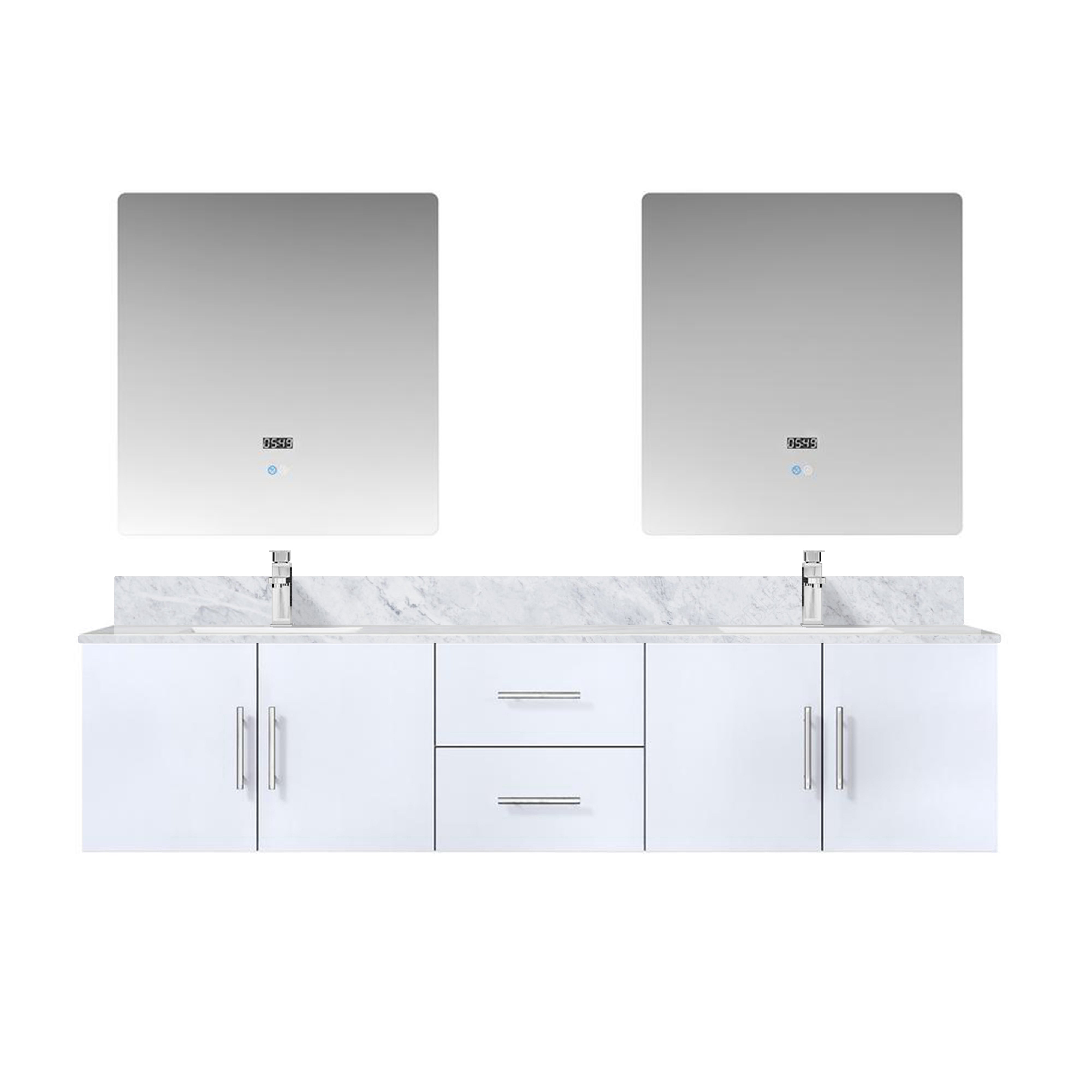 Geneva 80 in. W x 22 in. D Glossy White Double Bath Vanity