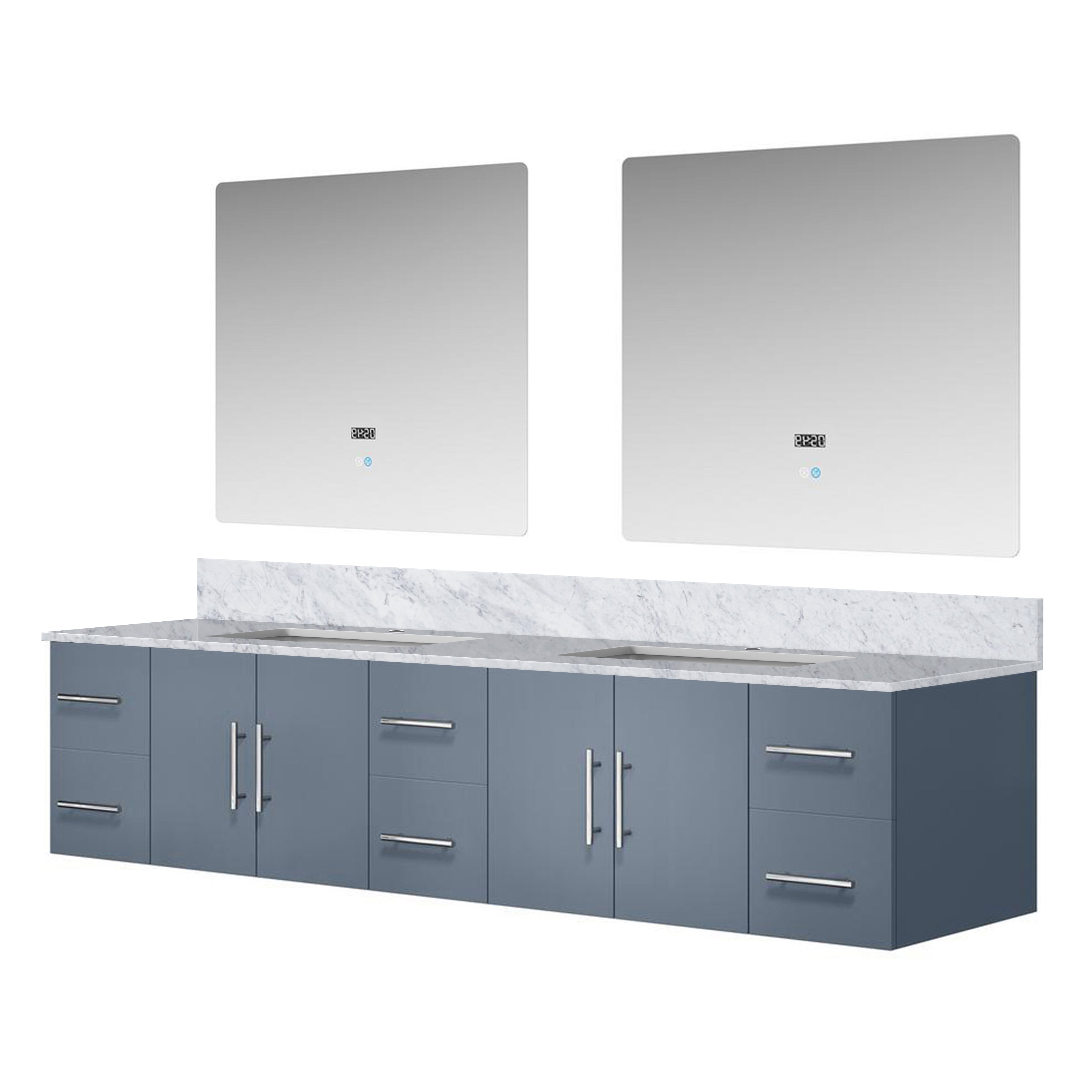 Geneva 84 in. W x 22 in. D Dark Grey Double Bath Vanity