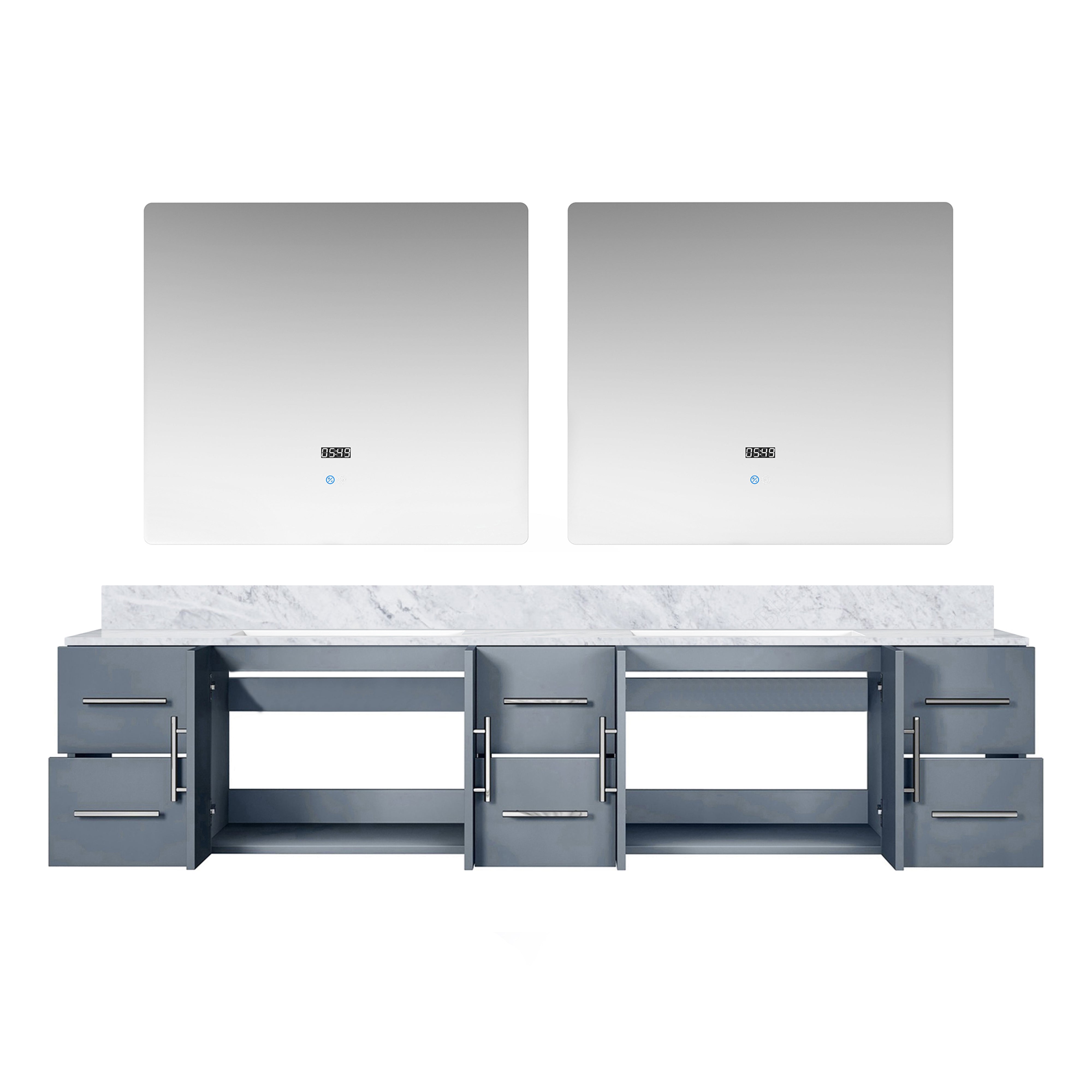 Geneva 84 in. W x 22 in. D Dark Grey Double Bath Vanity