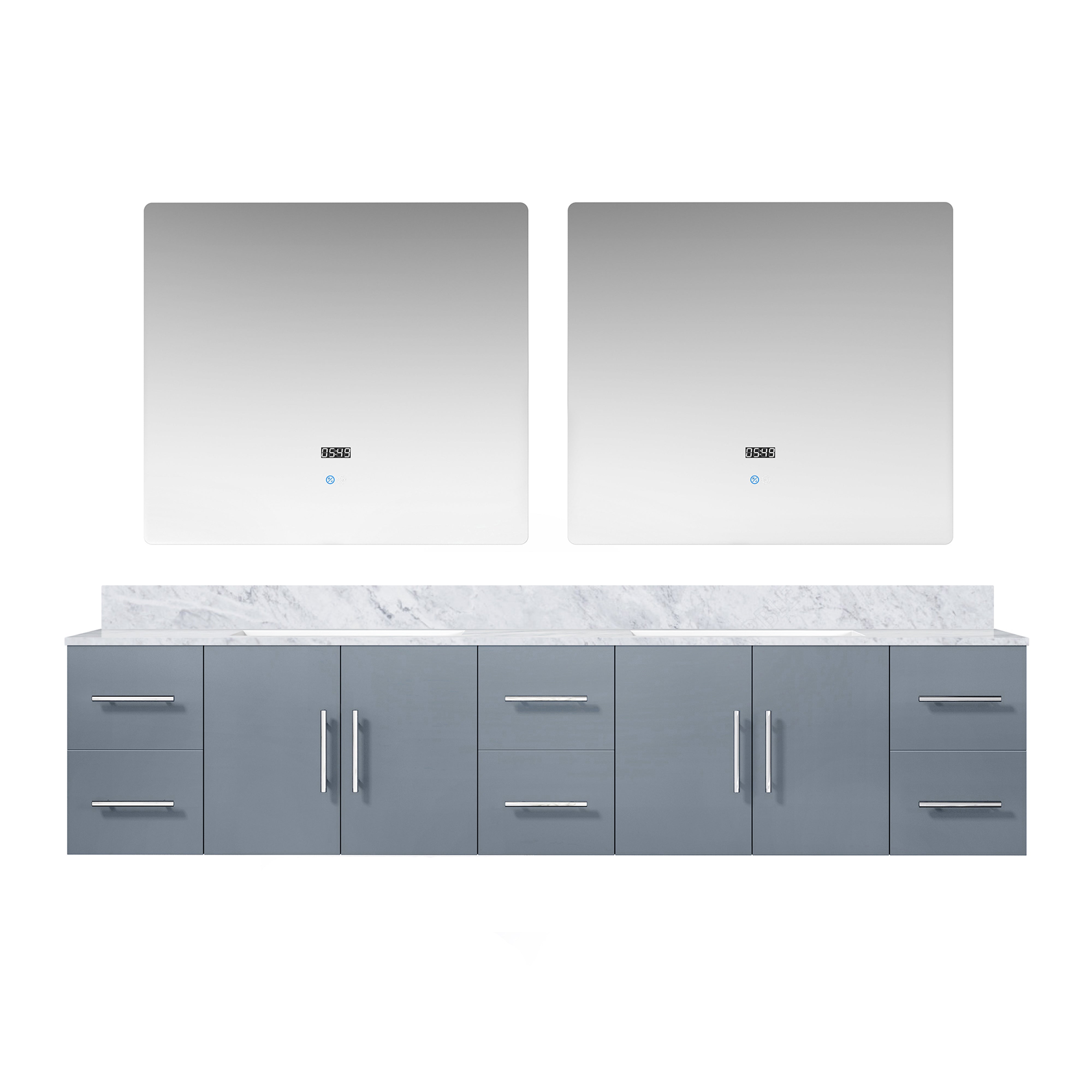 Geneva 84 in. W x 22 in. D Dark Grey Double Bath Vanity