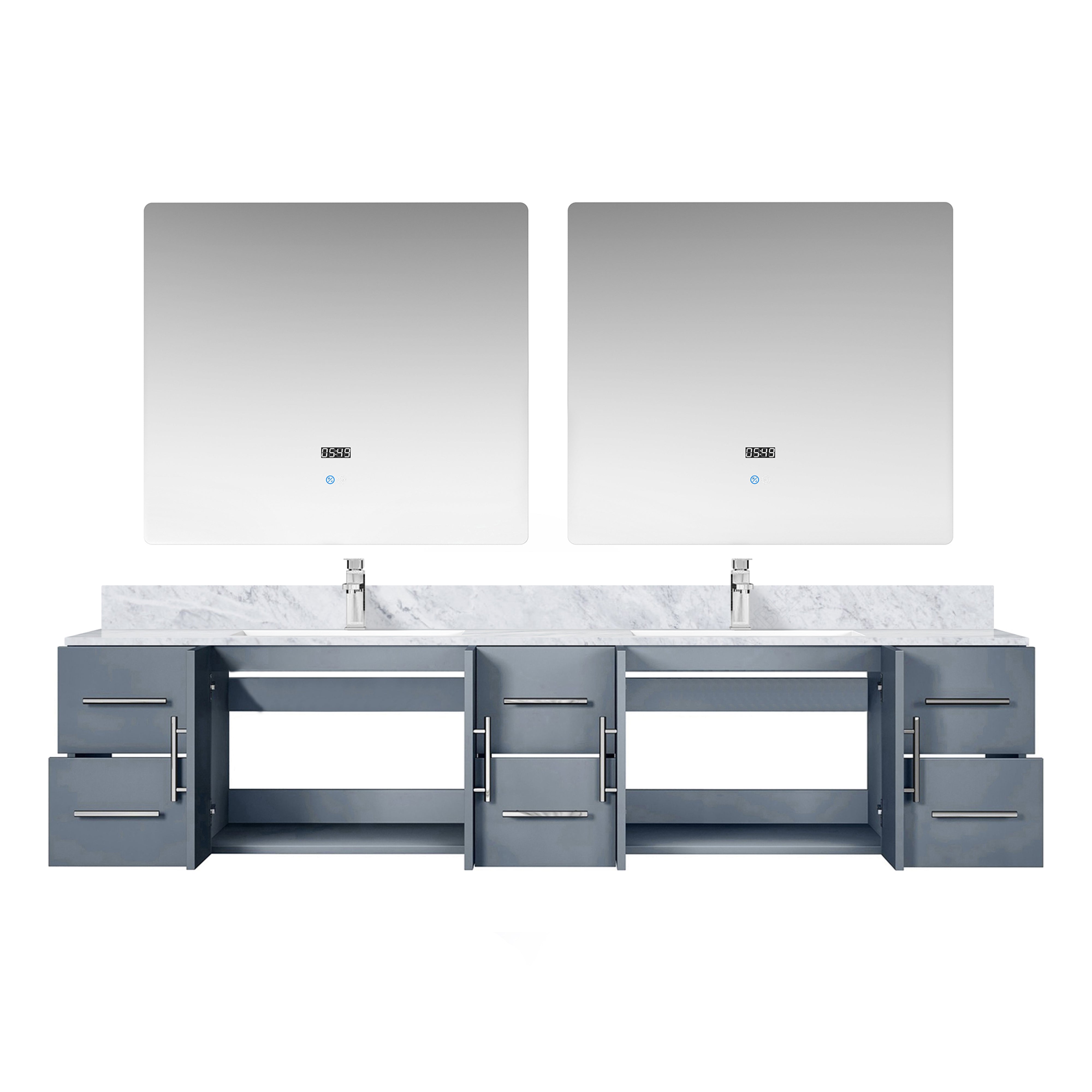 Geneva 84 in. W x 22 in. D Dark Grey Double Bath Vanity