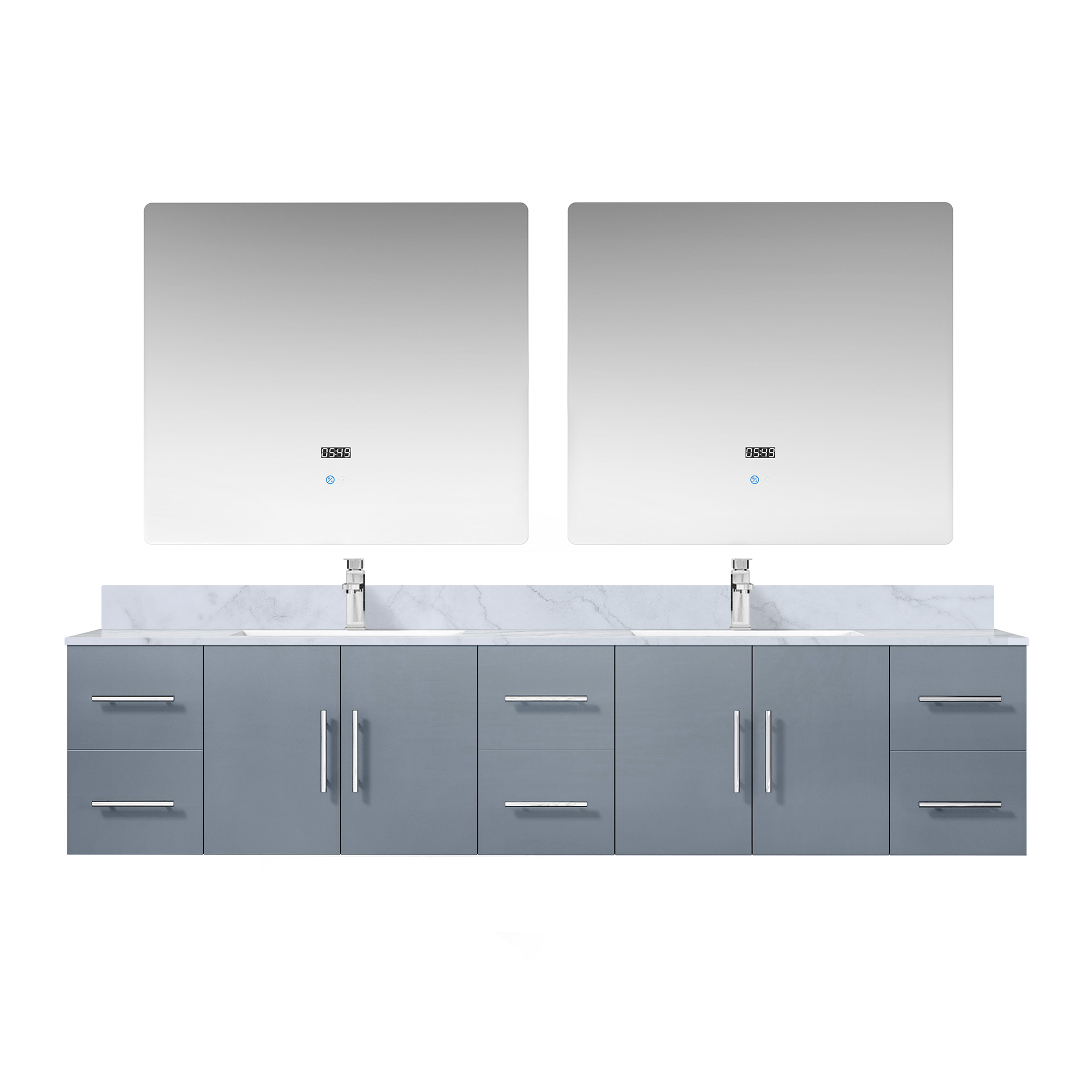 Geneva 84 in. W x 22 in. D Dark Grey Double Bath Vanity