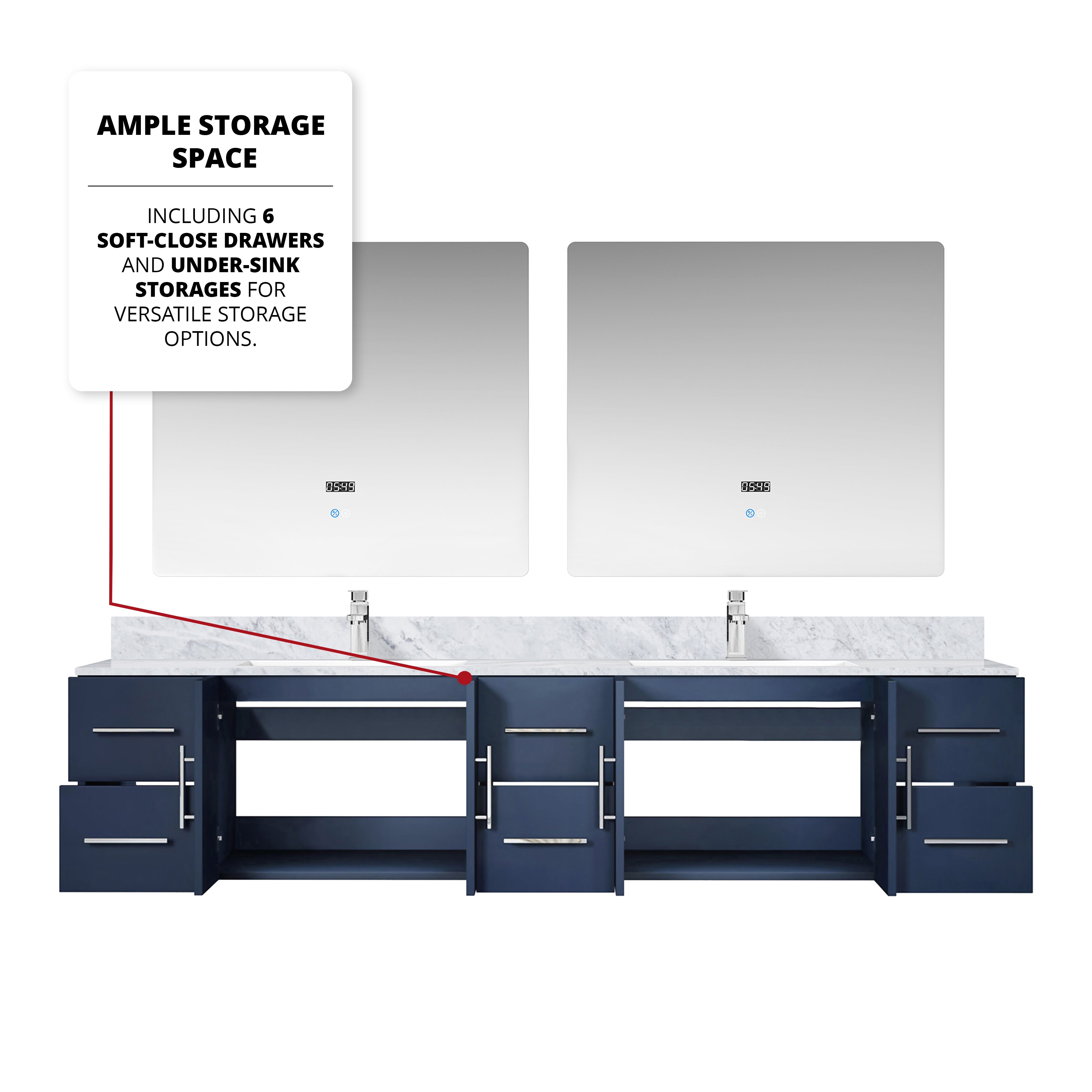 Geneva 84 in. W x 22 in. D Navy Blue Double Bath Vanity